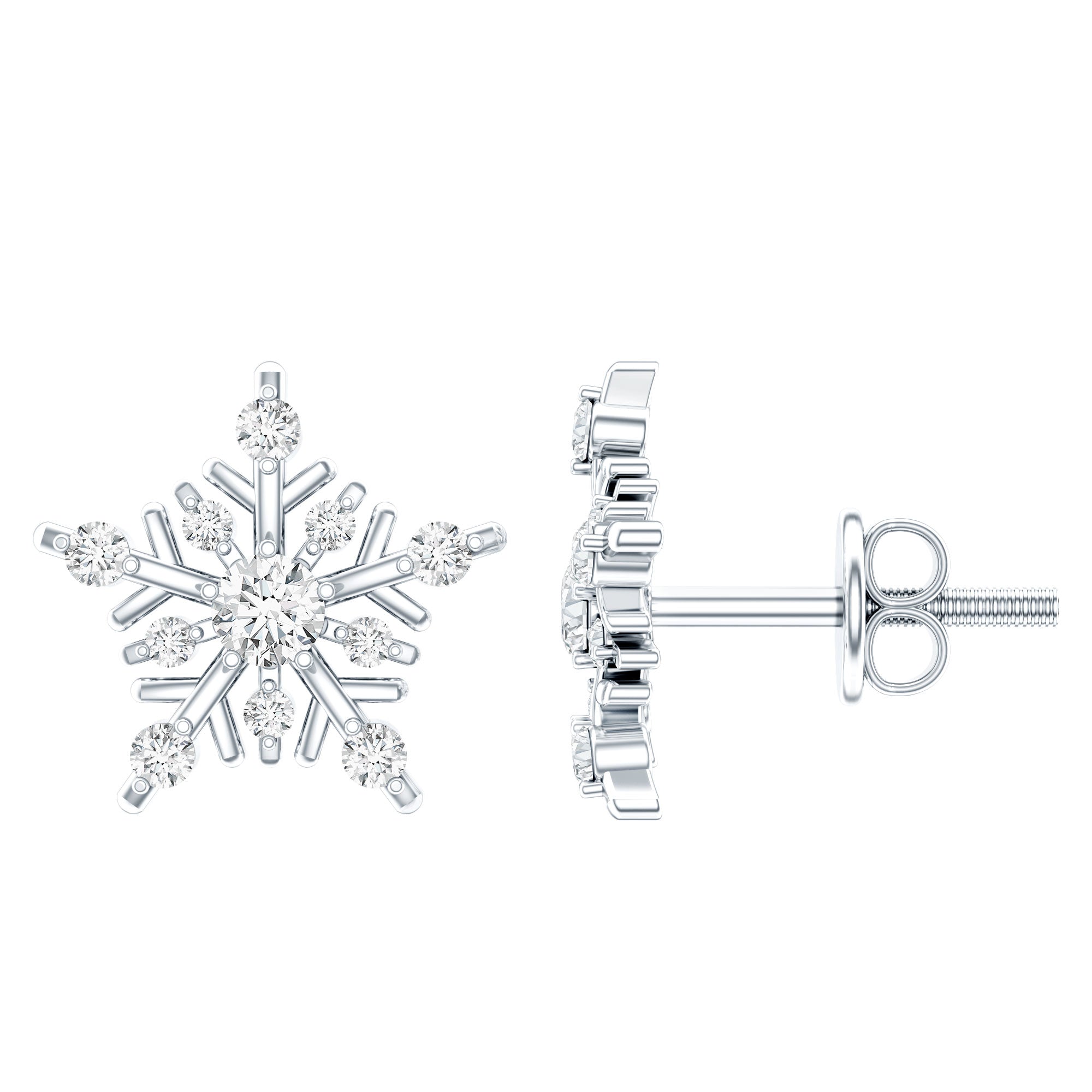 Lab Grown Diamond Icy Snowflake Earrings Lab - ( EF-VS ) - Rosec Jewels