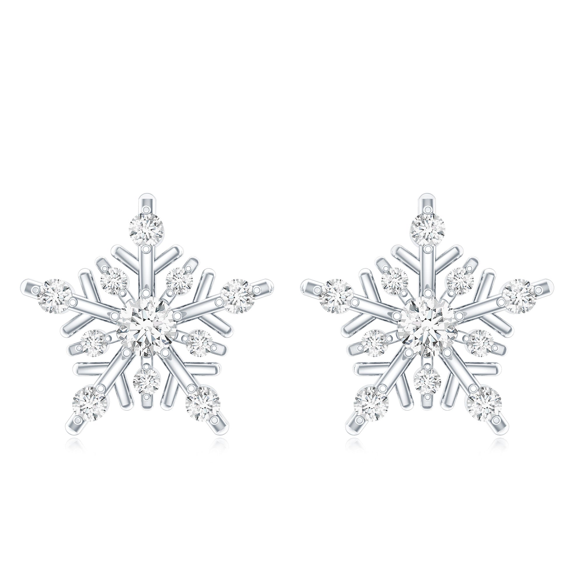 Lab Grown Diamond Icy Snowflake Earrings Lab - ( EF-VS ) - Rosec Jewels