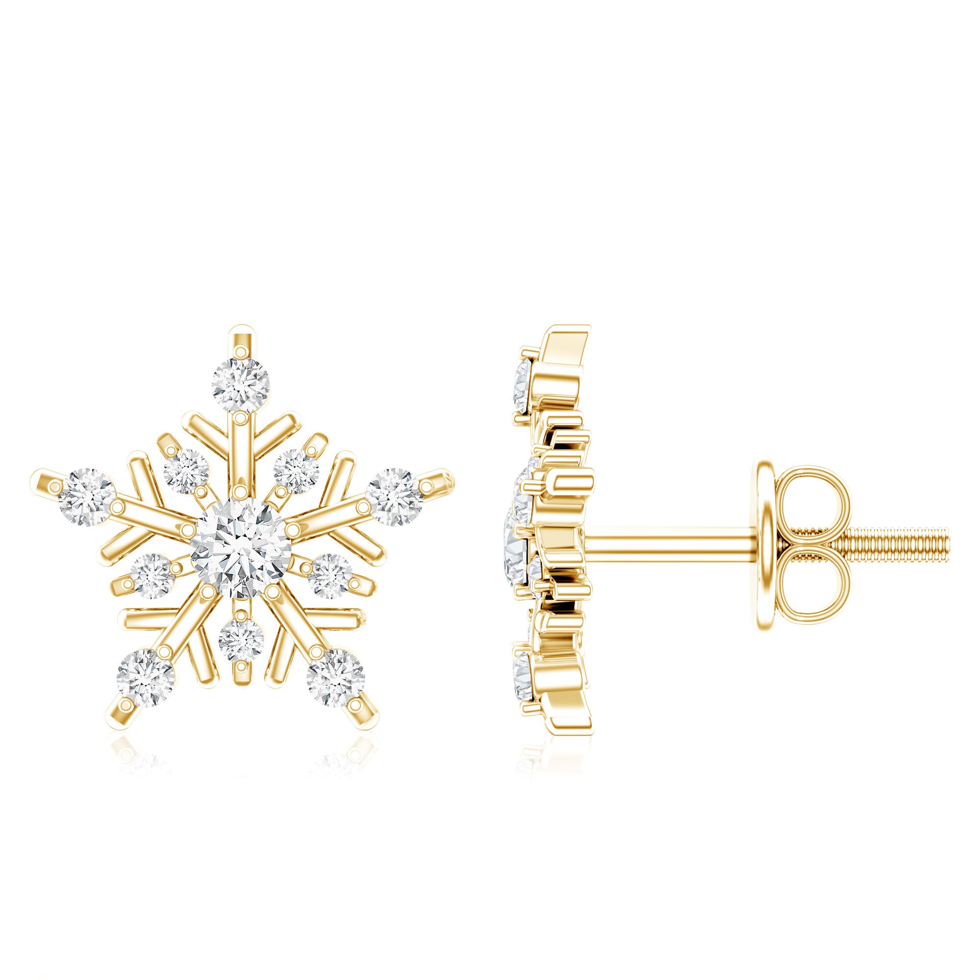 Lab Grown Diamond Icy Snowflake Earrings Lab - ( EF-VS ) - Rosec Jewels