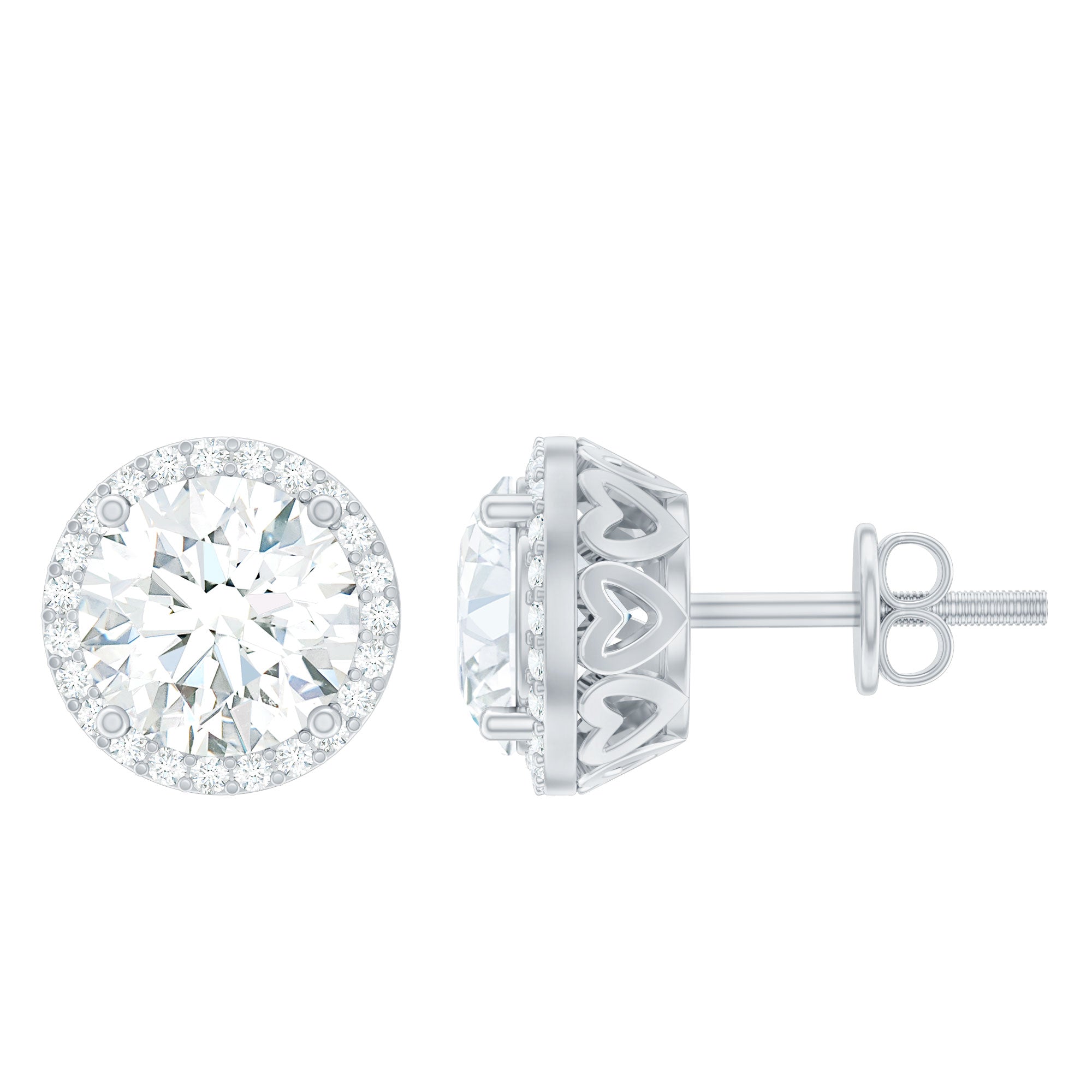 Round Halo Lab Grown Diamond Earring For Women