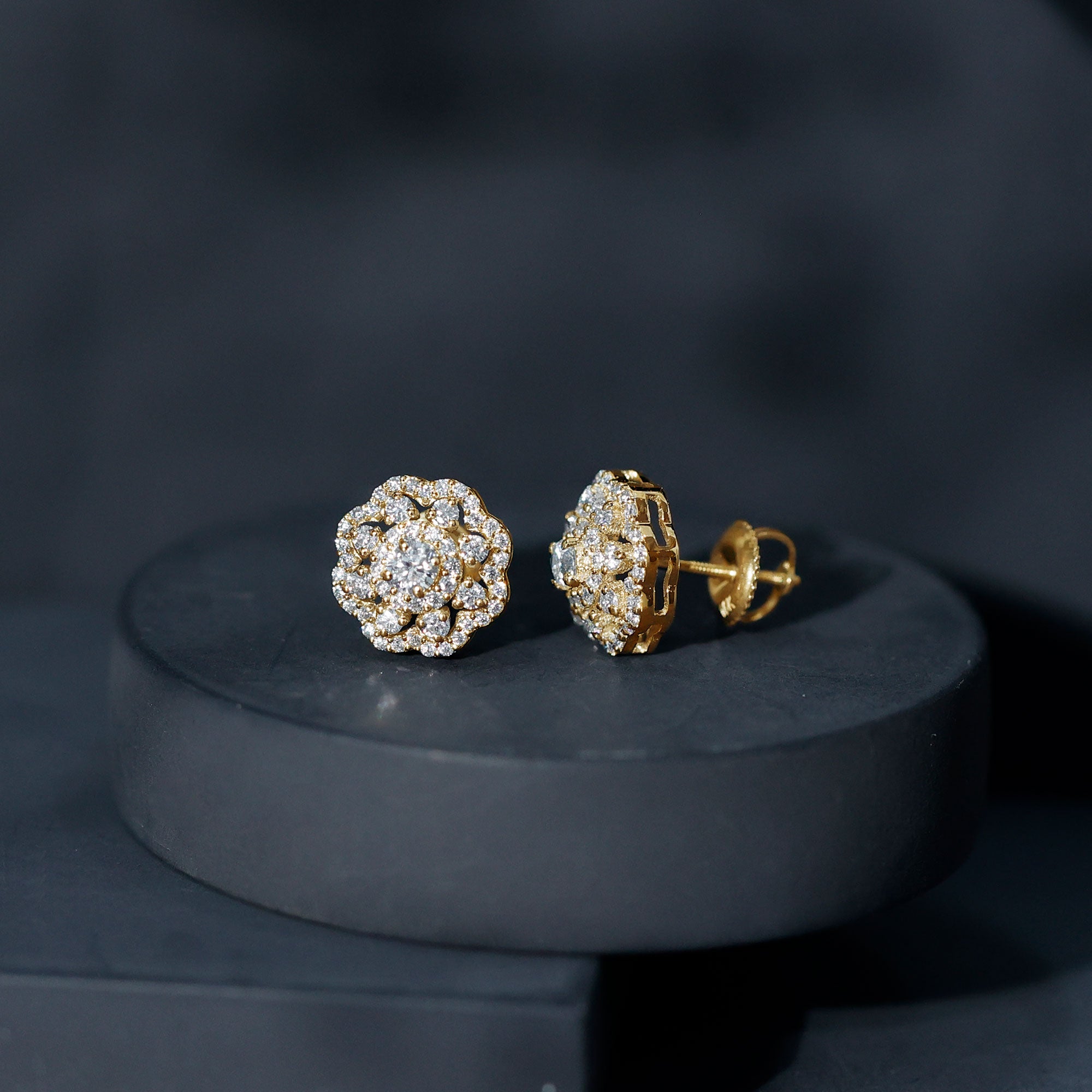 Certified Lab Grown Diamond Flower Bridal Stud Earrings Lab - ( EF-VS ) - Rosec Jewels