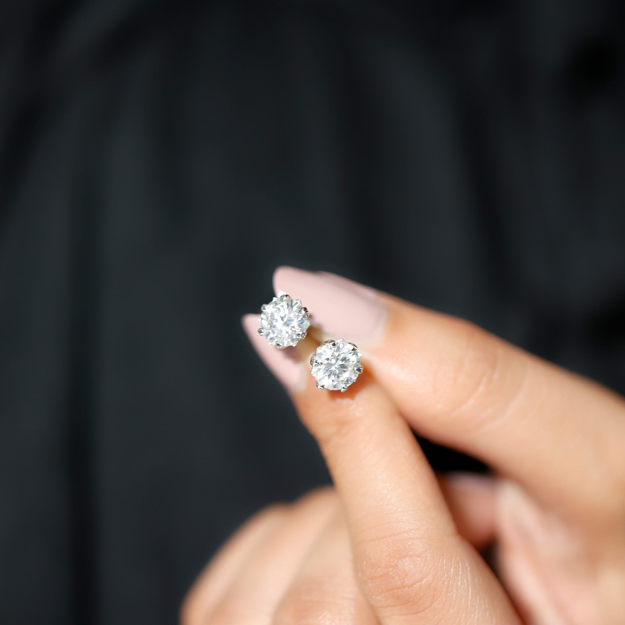 Certified 7 mm Lab Created Diamond 2 Carat Earrings Lab - ( EF-VS ) - Rosec Jewels