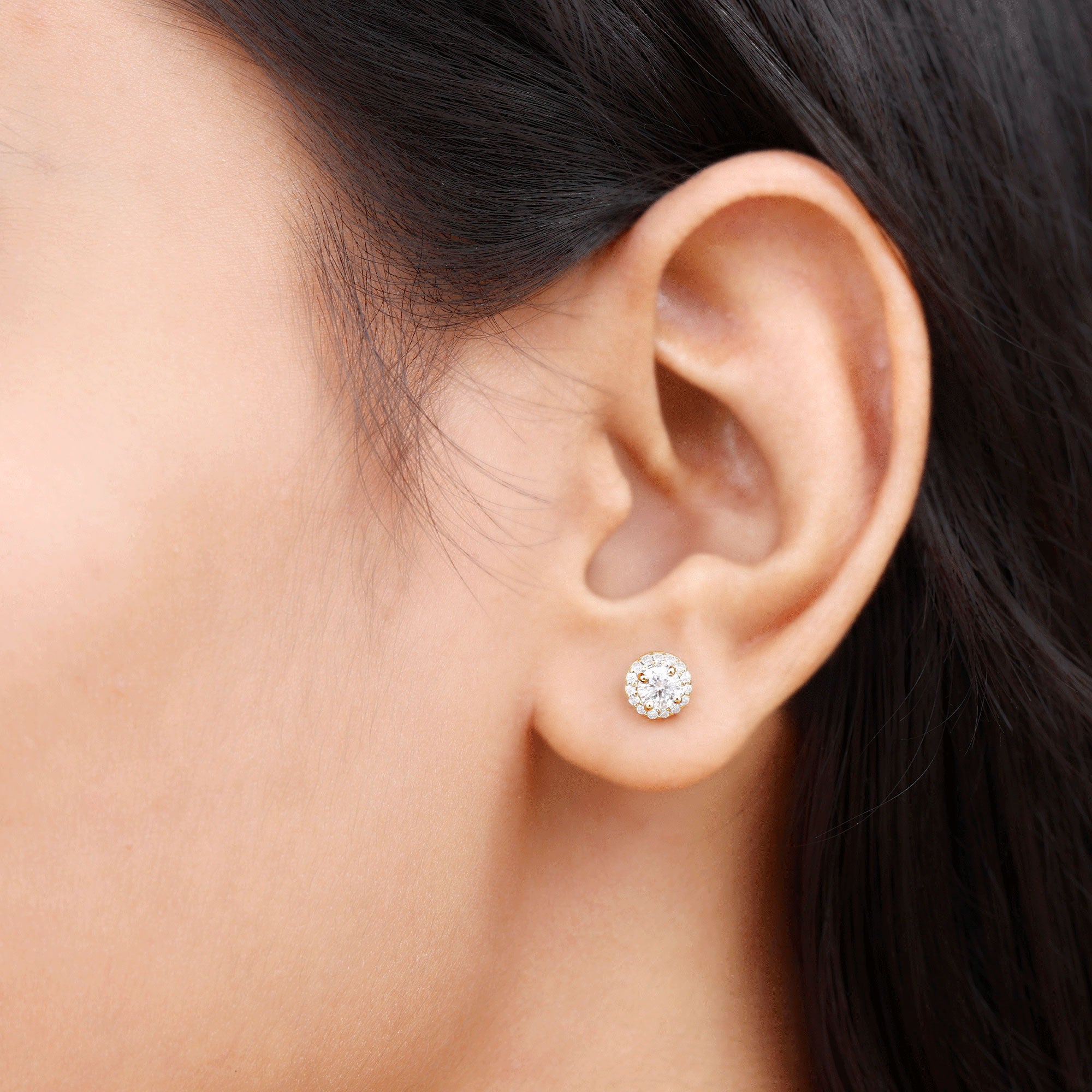 Rosec Jewels-Certified Lab Created Diamond Halo Stud Earrings