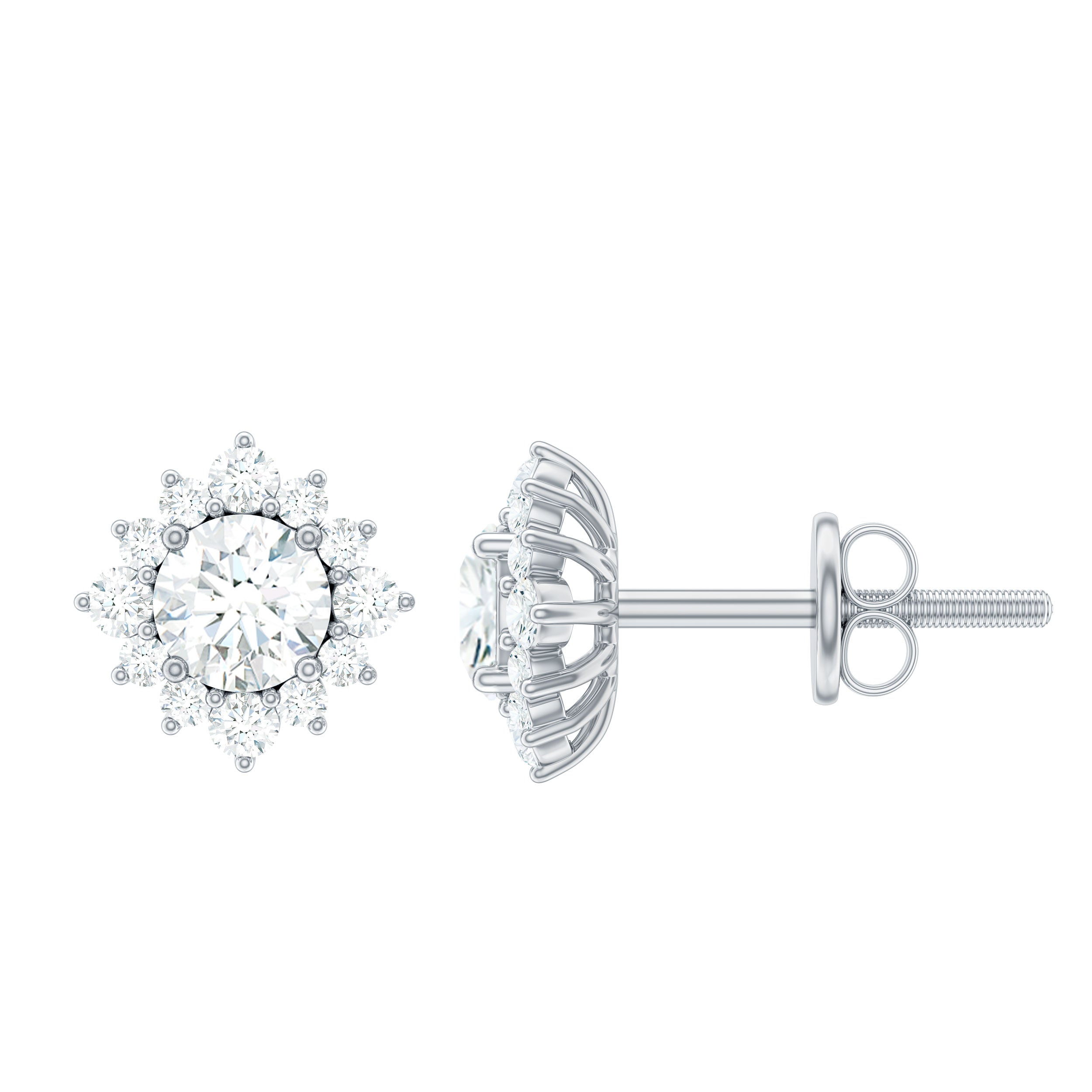Rosec Jewels-Certified Brilliant Cut Diamond Halo Stud Earrings
