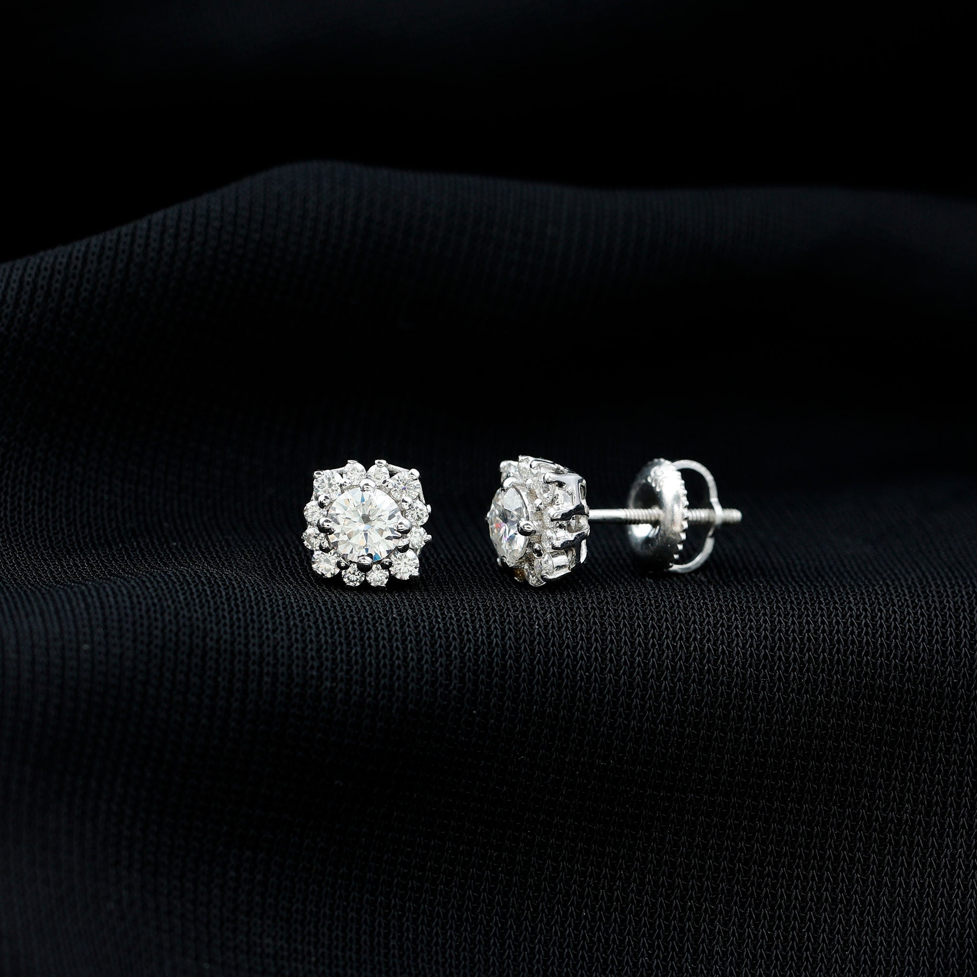 Rosec Jewels-Certified Brilliant Cut Diamond Halo Stud Earrings