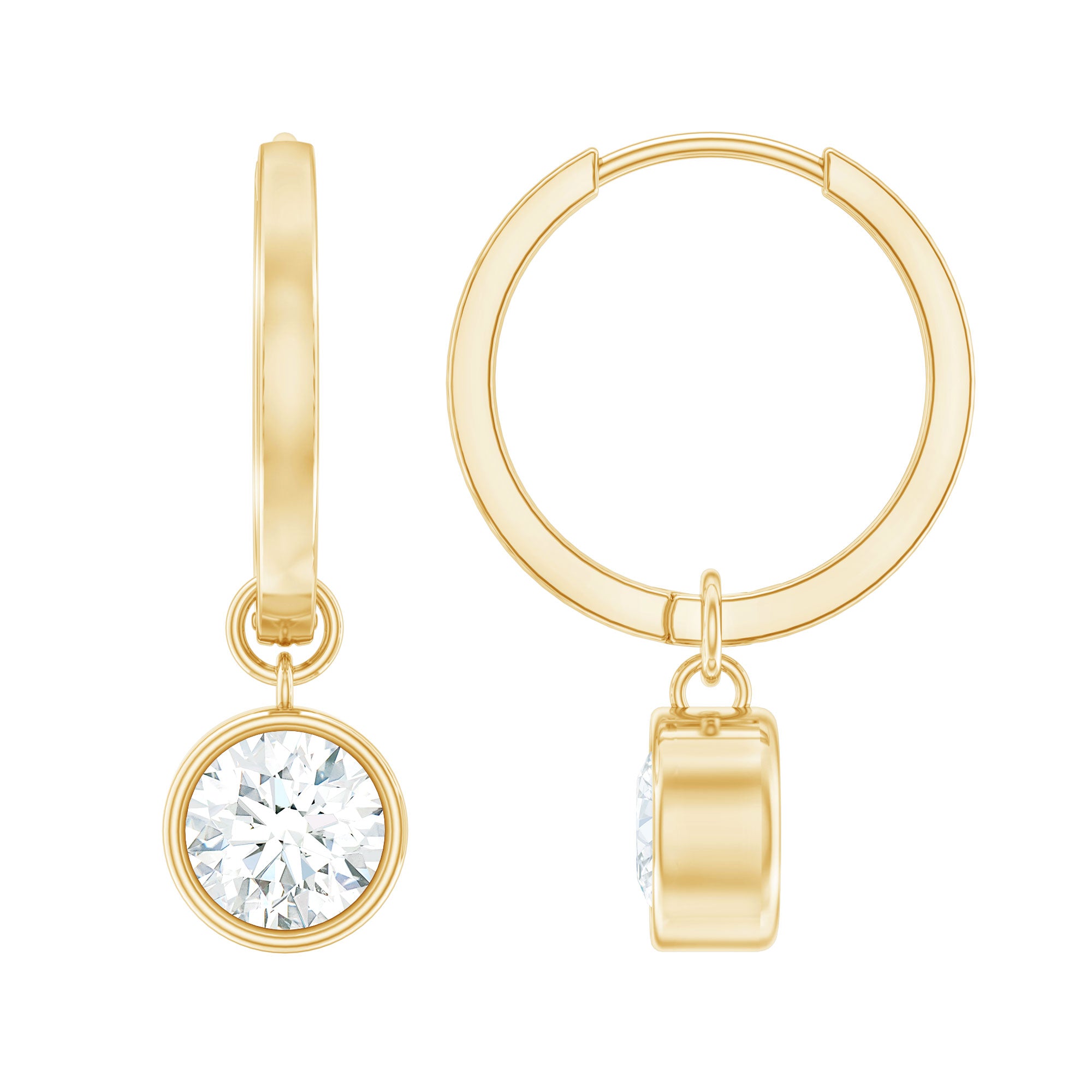Bezel Set Lab Grown Diamond Drop Earrings for Women Lab - ( EF-VS ) - Rosec Jewels