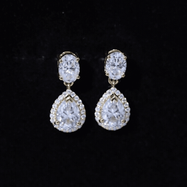 Dangling Lab Grown Diamond Bridal Earrings Lab - ( EF-VS ) - Rosec Jewels