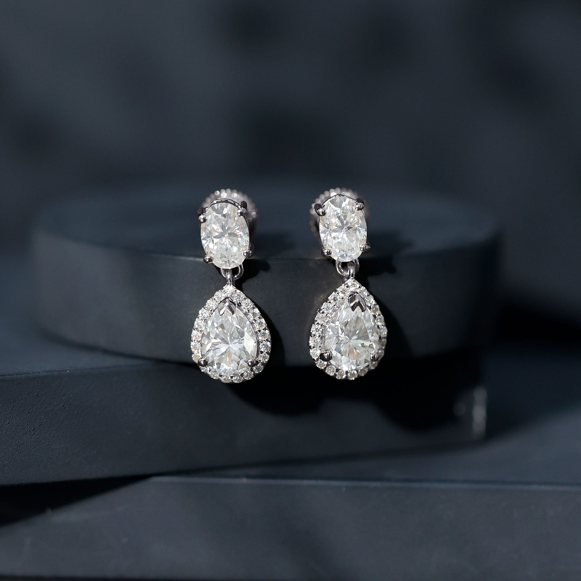 Dangling Lab Grown Diamond Bridal Earrings Lab - ( EF-VS ) - Rosec Jewels