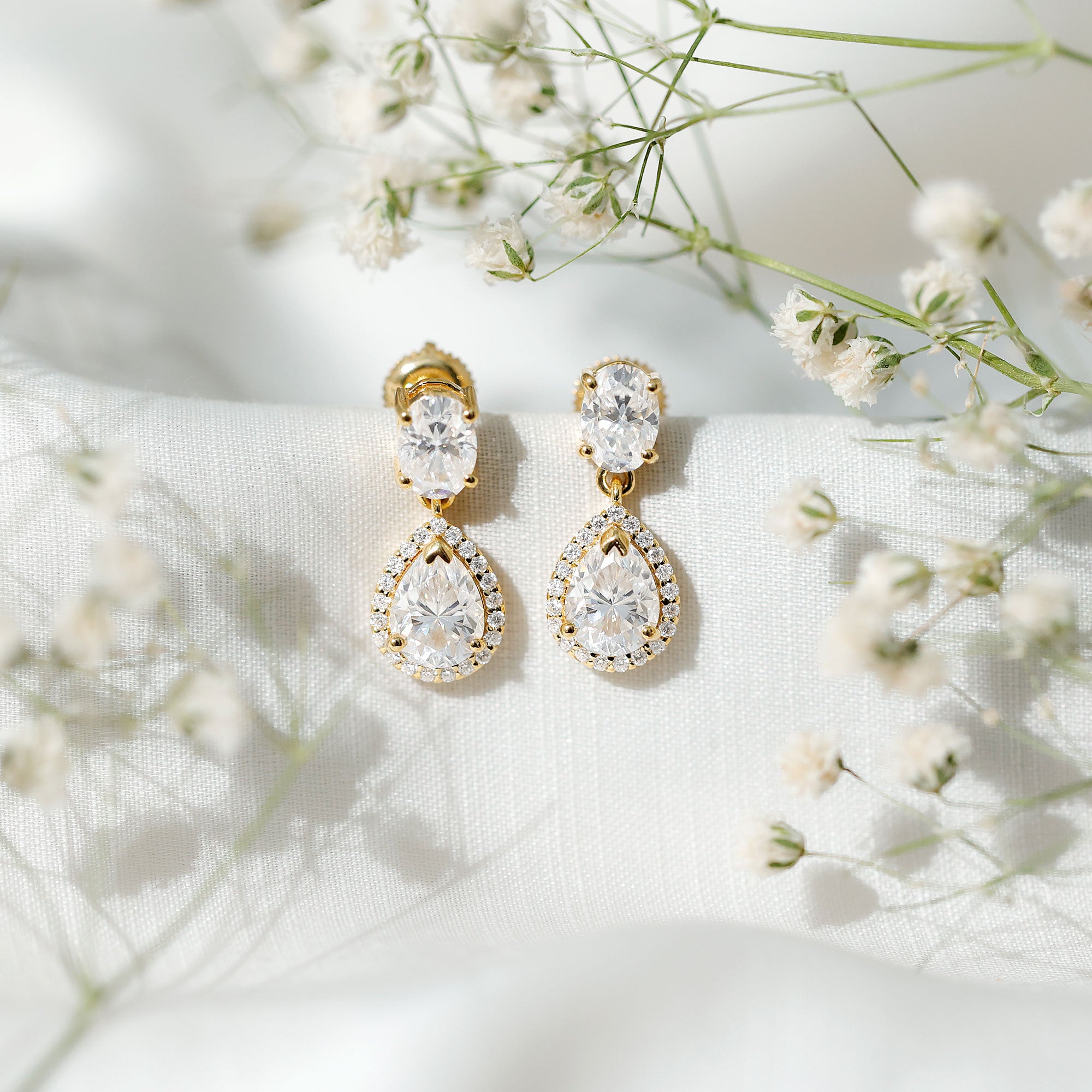 Dangling Lab Grown Diamond Bridal Earrings Lab - ( EF-VS ) - Rosec Jewels
