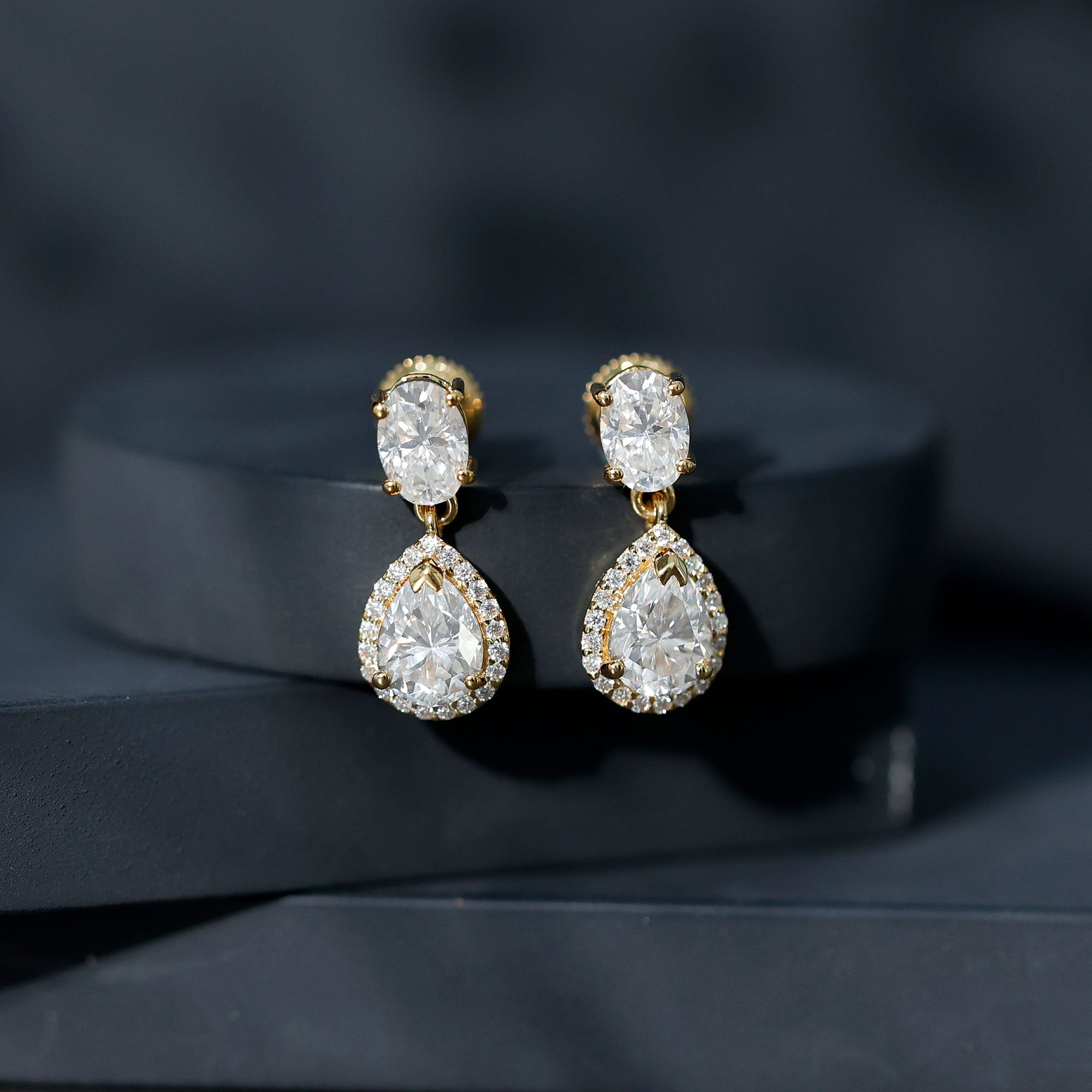 Dangling Lab Grown Diamond Bridal Earrings Lab - ( EF-VS ) - Rosec Jewels