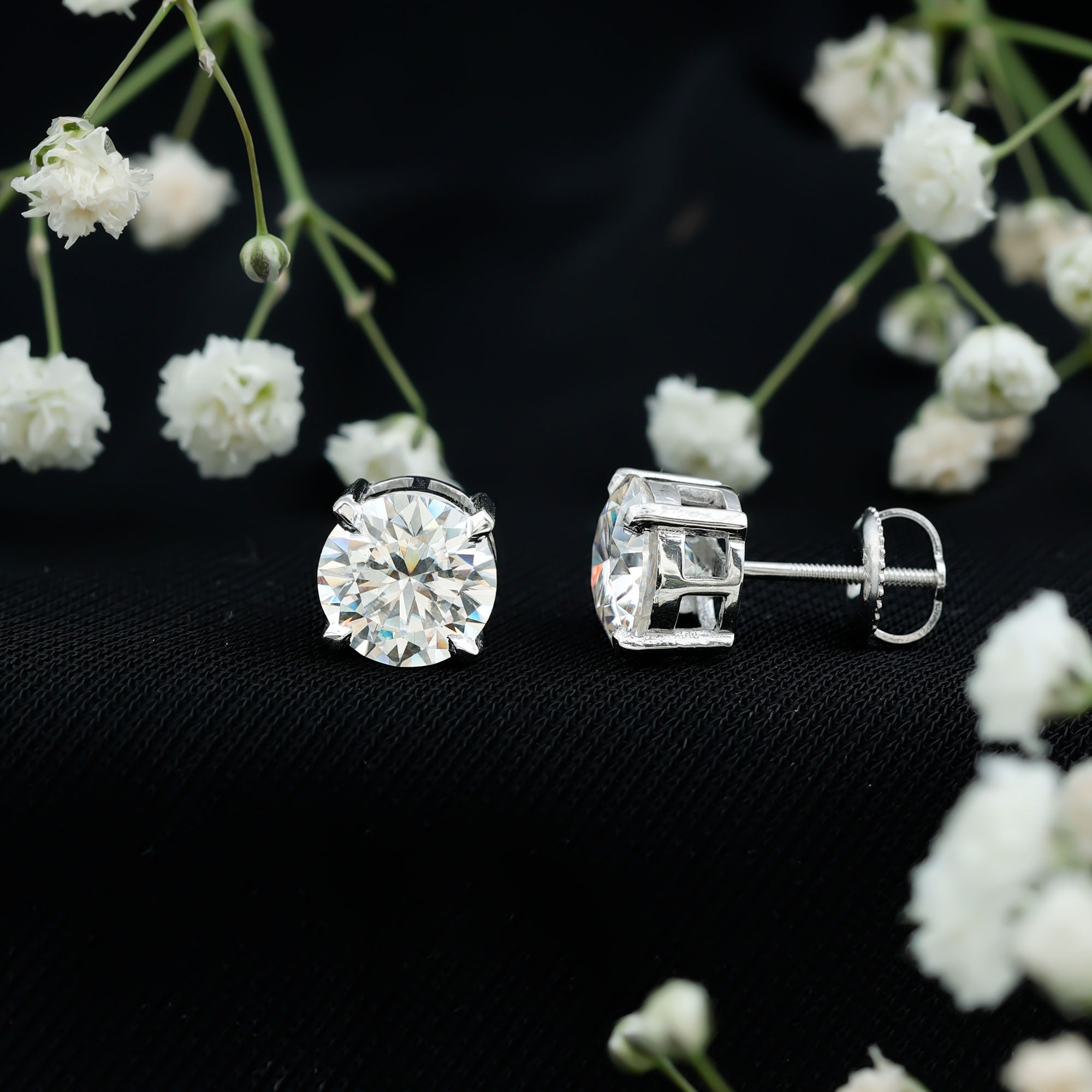 Rosec Jewels-Prong Set Lab Created Diamond Solitaire Stud Earrings