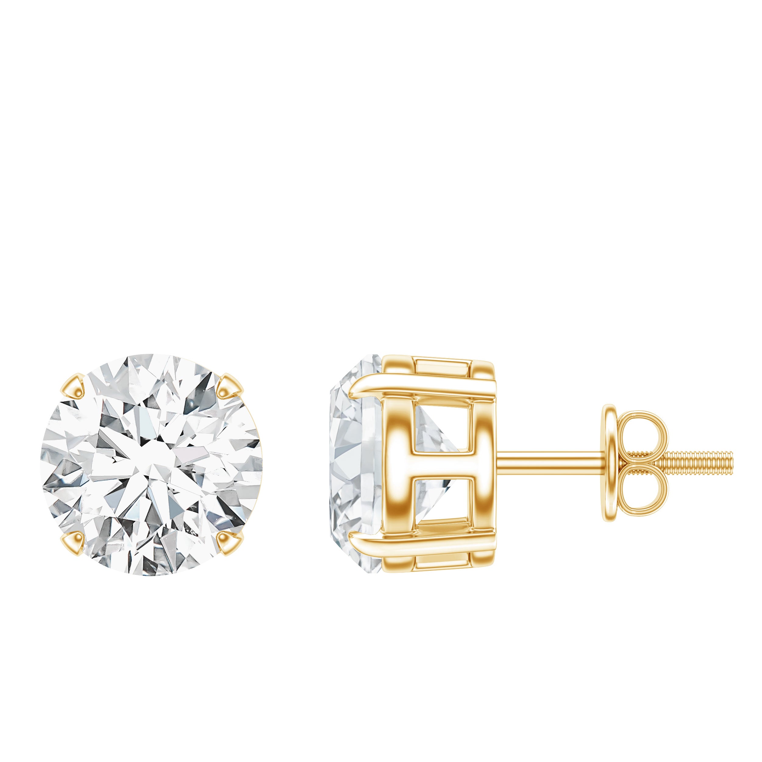 Prong Set Lab Created Diamond Solitaire Stud Earrings Lab - ( EF-VS ) - Rosec Jewels