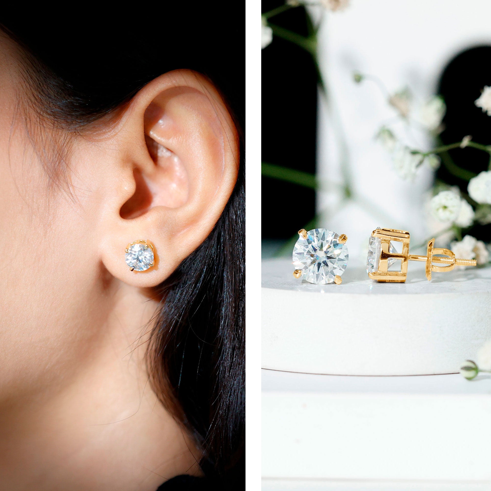 Rosec Jewels-Prong Set Lab Created Diamond Solitaire Stud Earrings