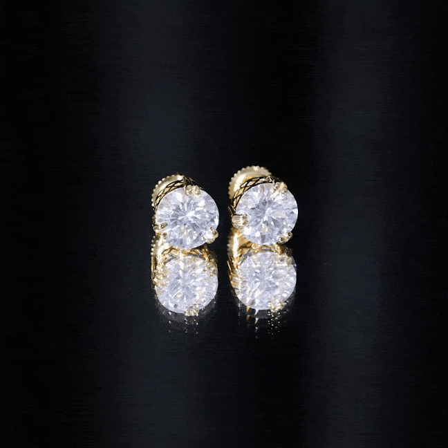 Certified 8mm Round Diamond Studs with Screw Back Lab - ( EF-VS ) - Rosec Jewels