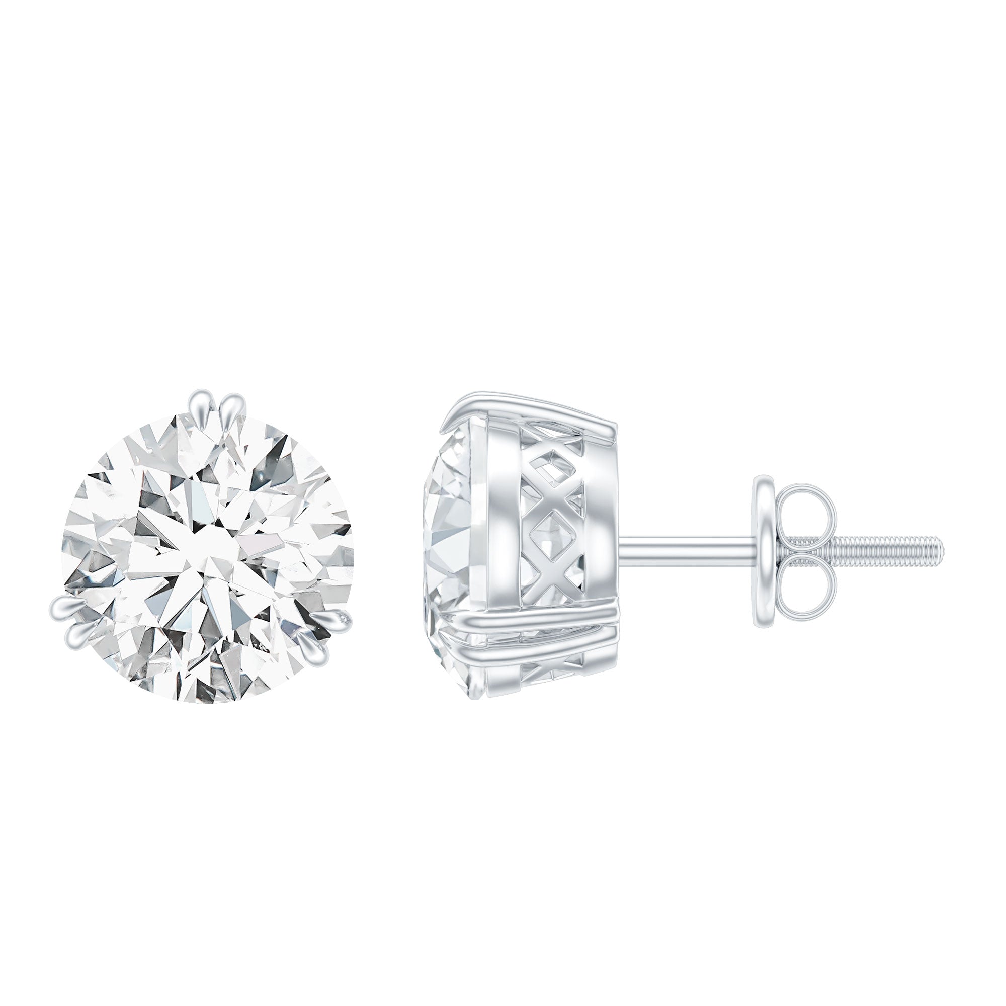 Certified 8mm Round Diamond Studs with Screw Back Lab - ( EF-VS ) - Rosec Jewels