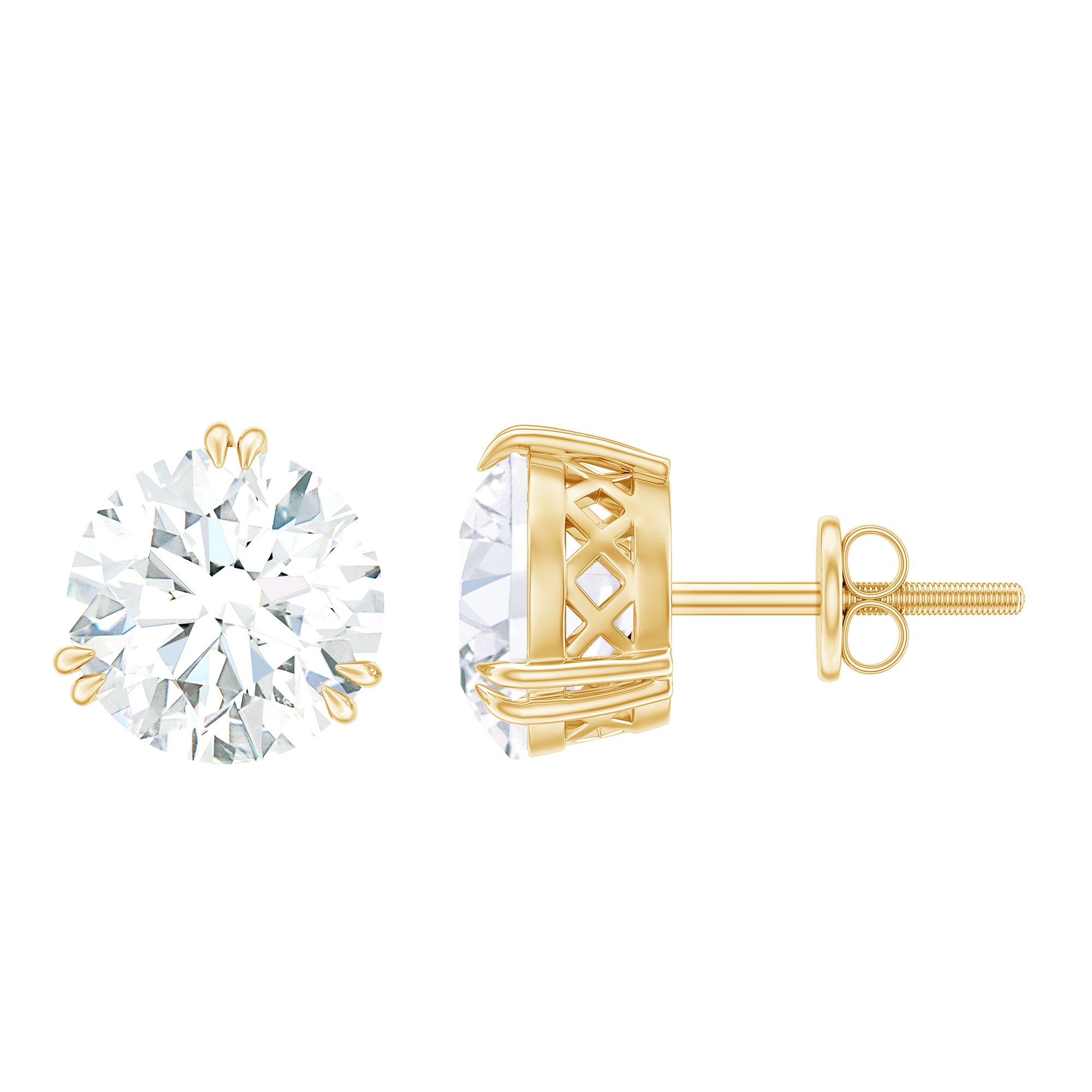 Certified 8mm Round Diamond Studs with Screw Back Lab - ( EF-VS ) - Rosec Jewels