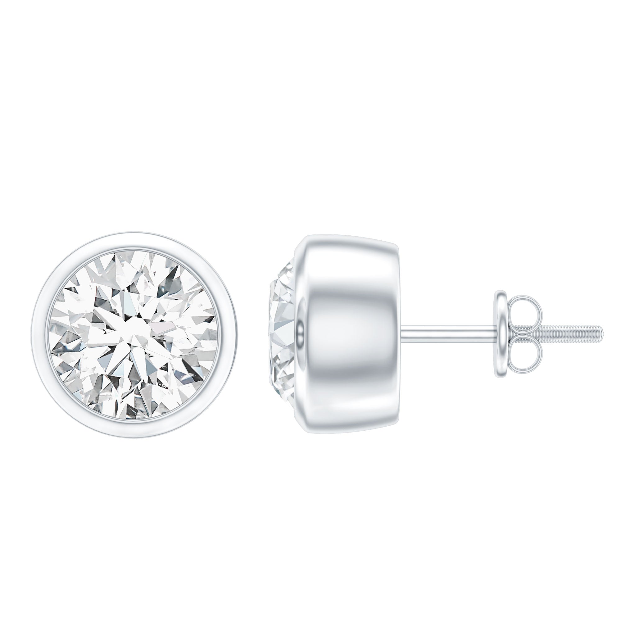 Bezel Set Lab Grown Diamond Solitaire Stud Earrings