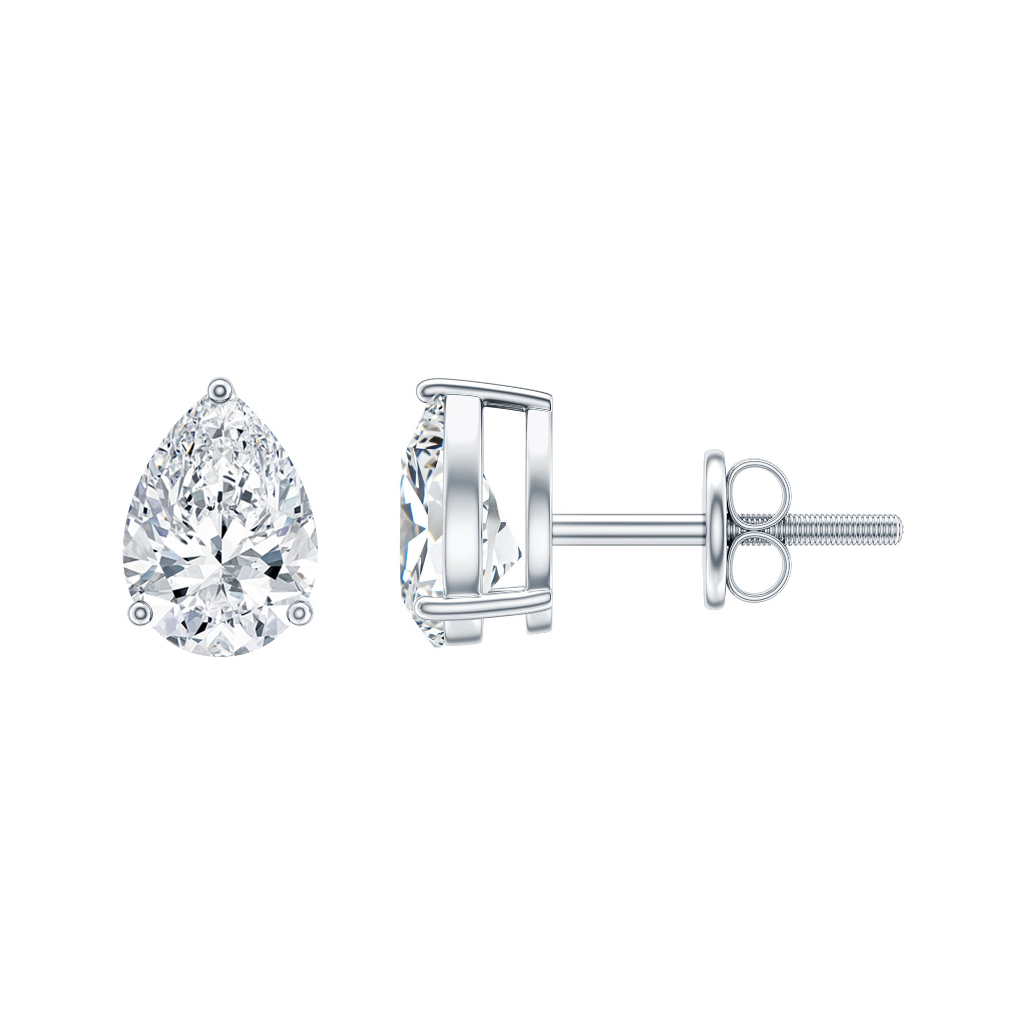 Certified 2 Carat Diamond Teardrop Earrings With Screw Back