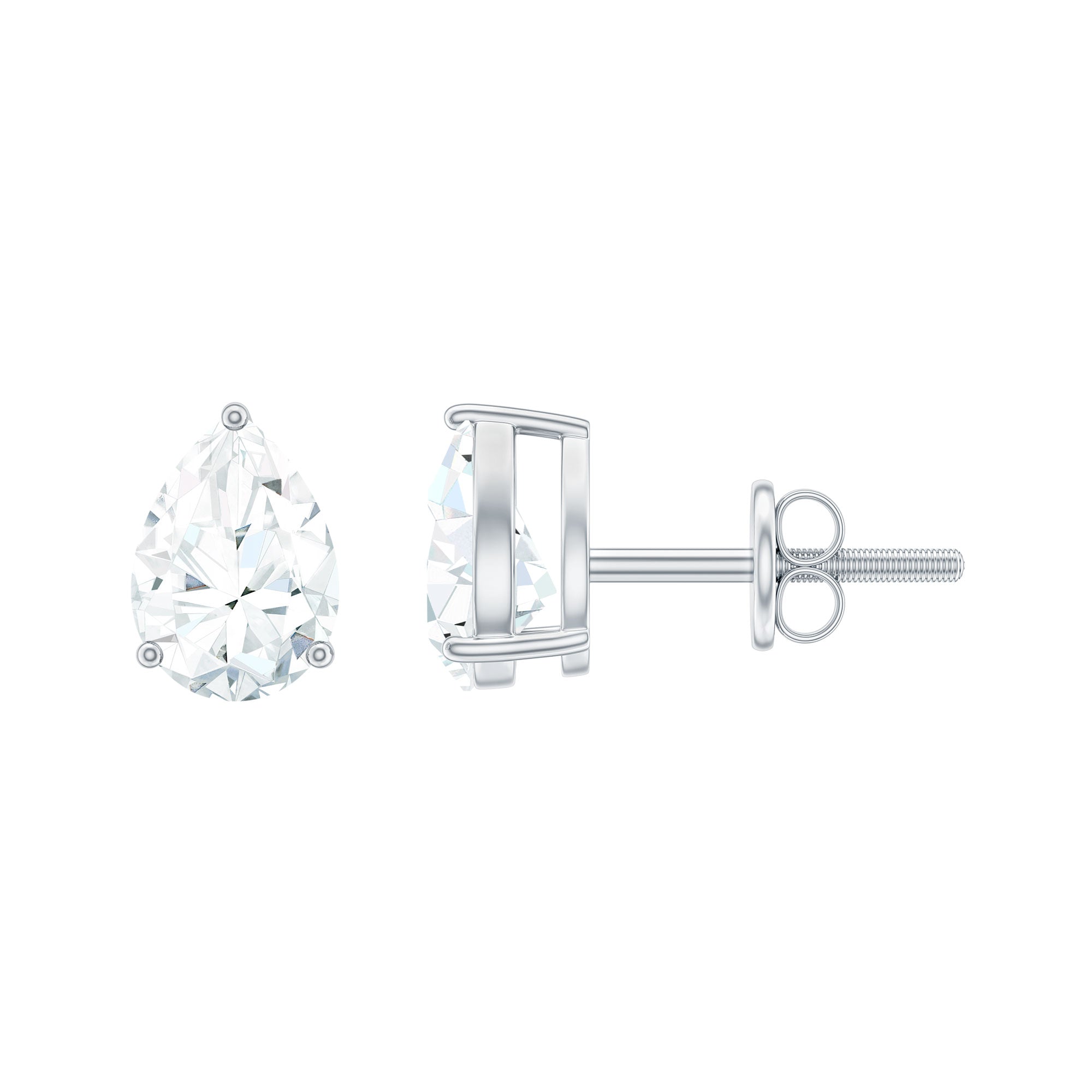 Certified 2 Carat Diamond Teardrop Earrings With Screw Back Lab - ( EF-VS ) - Rosec Jewels