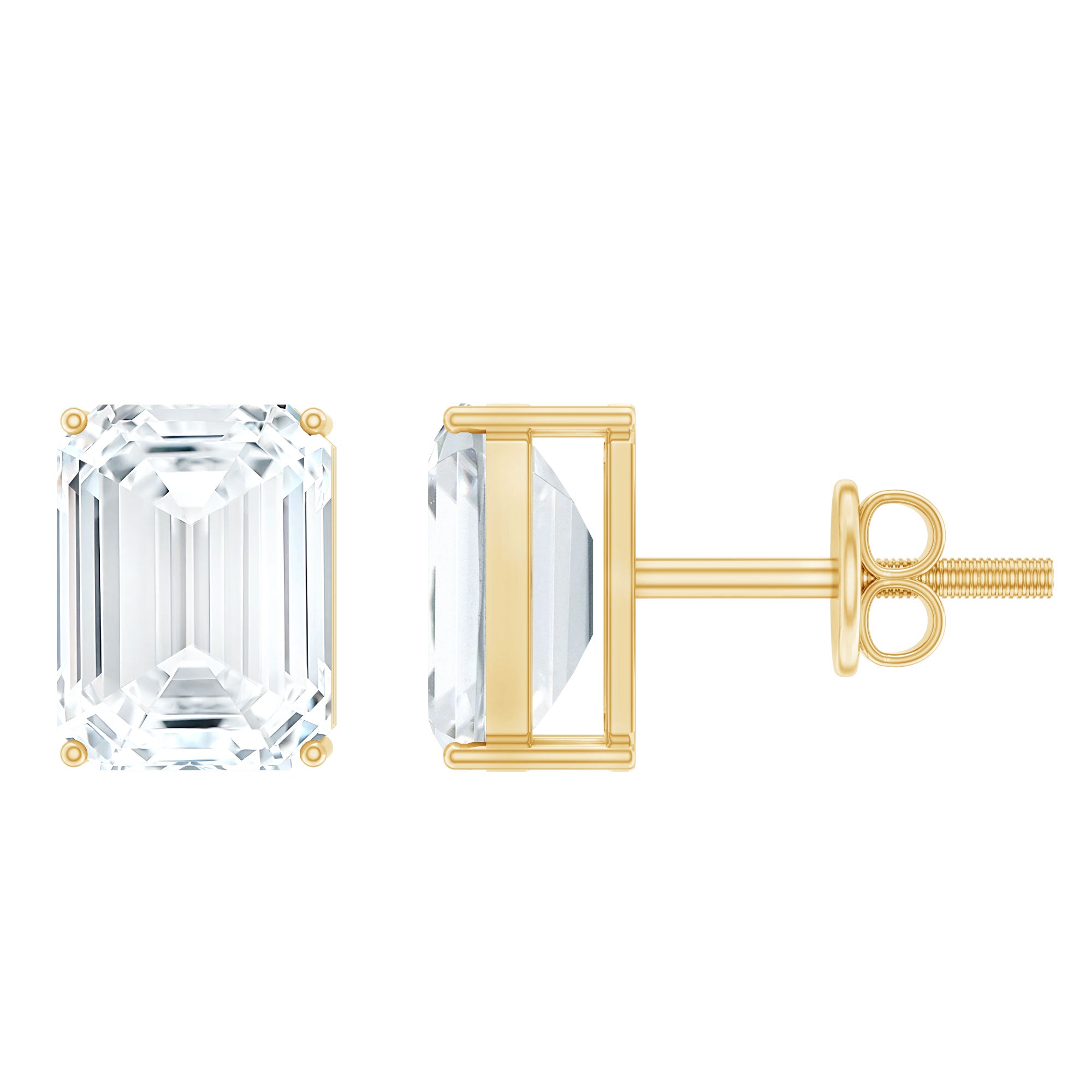 Rosec Jewels-Emerald Cut Lab Created Diamond Stud Earrings