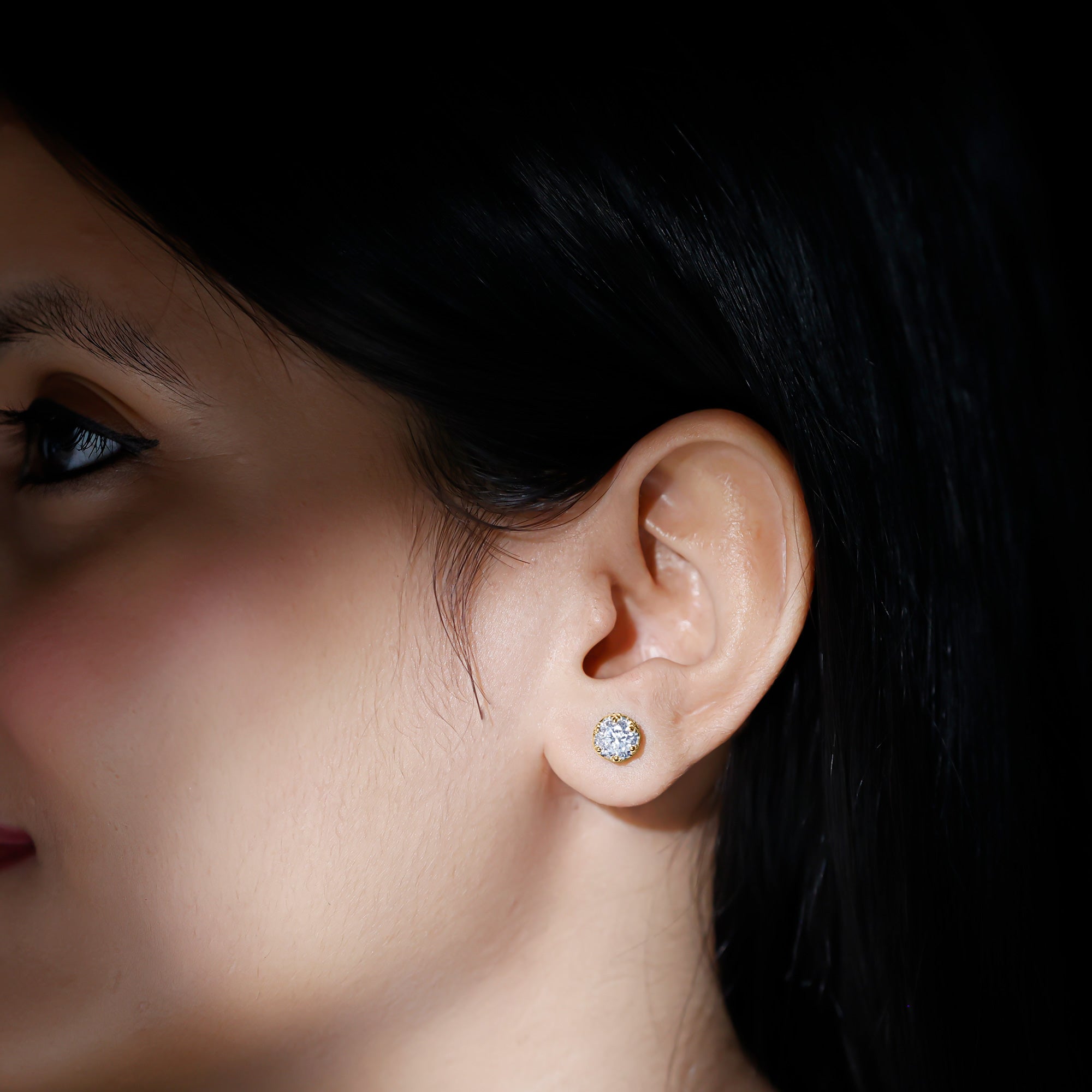 Certified Lab Created Diamond Crown Earrings for Women Lab - ( EF-VS ) - Rosec Jewels
