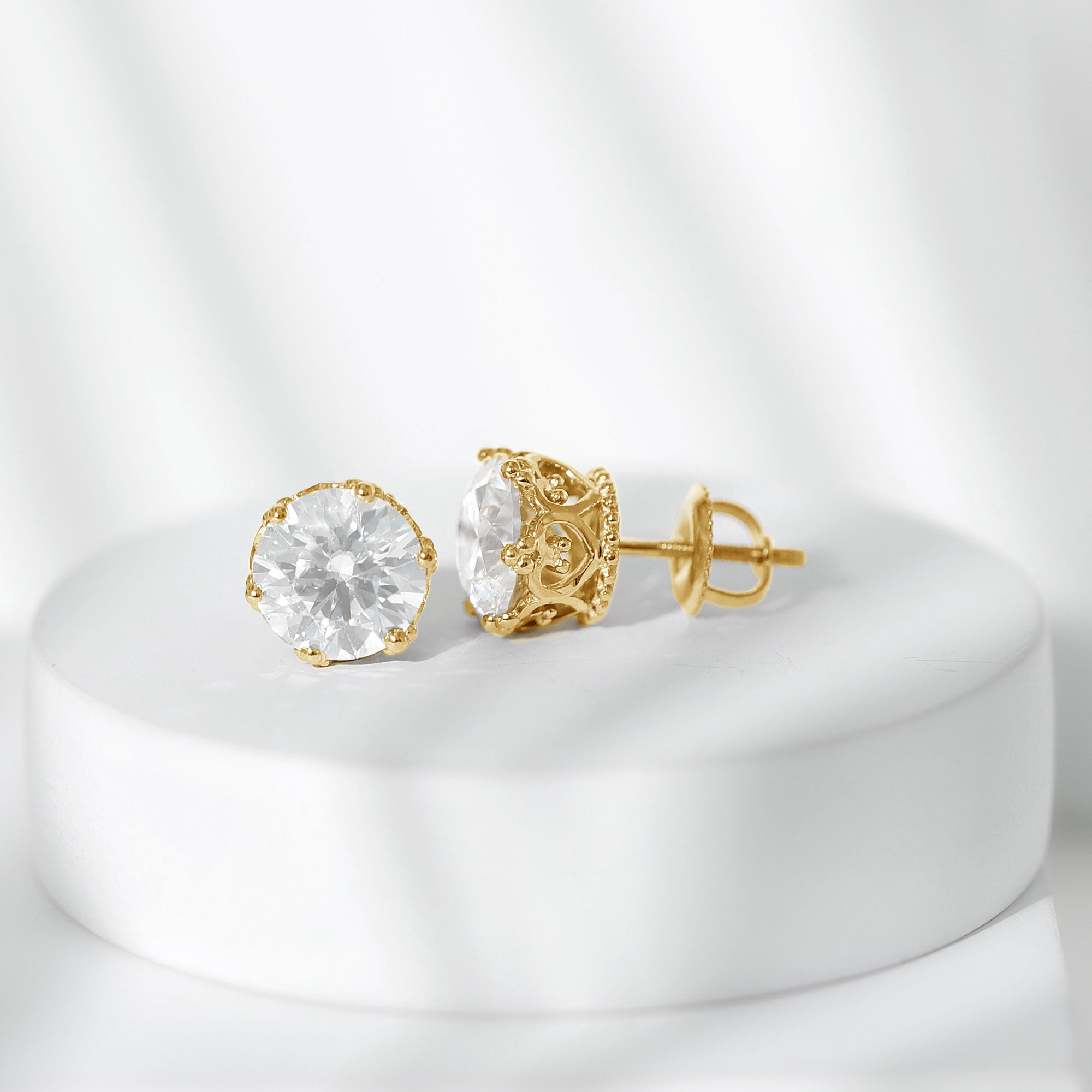Certified Lab Created Diamond Crown Earrings for Women Lab - ( EF-VS ) - Rosec Jewels