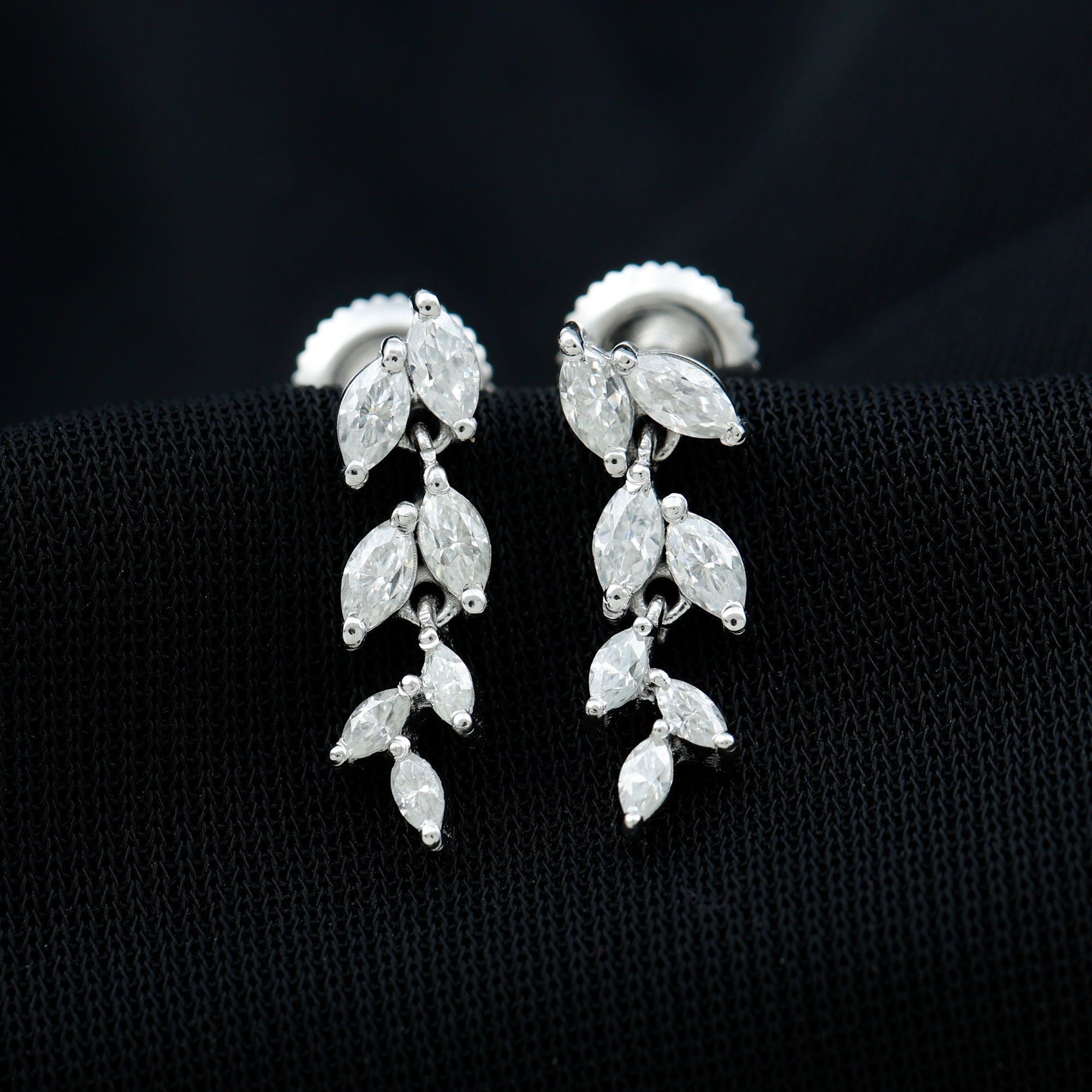 Certified Lab Grown Diamond Dangling Earrings for Women Lab - ( EF-VS ) - Rosec Jewels