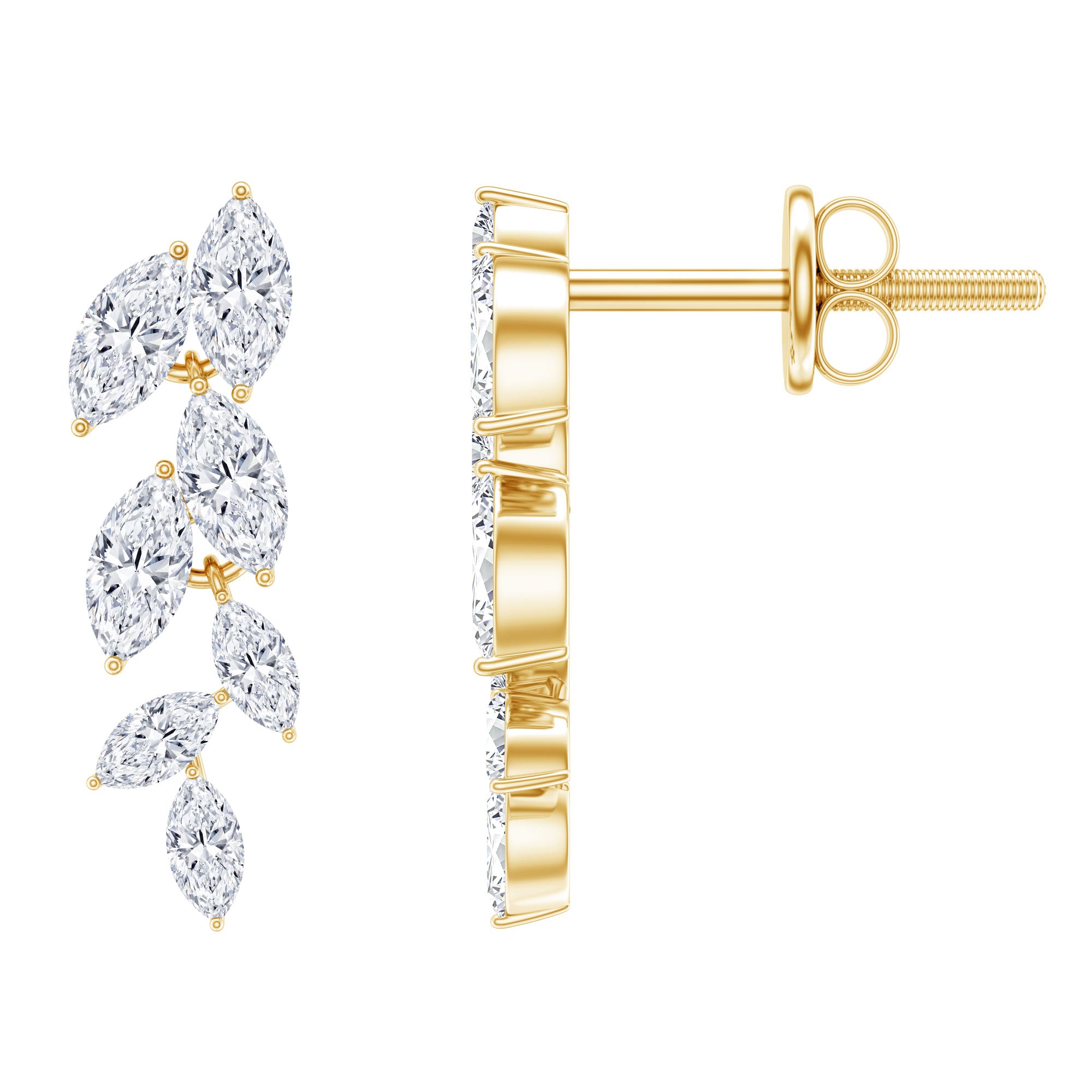 Certified Lab Grown Diamond Dangling Earrings for Women Lab - ( EF-VS ) - Rosec Jewels