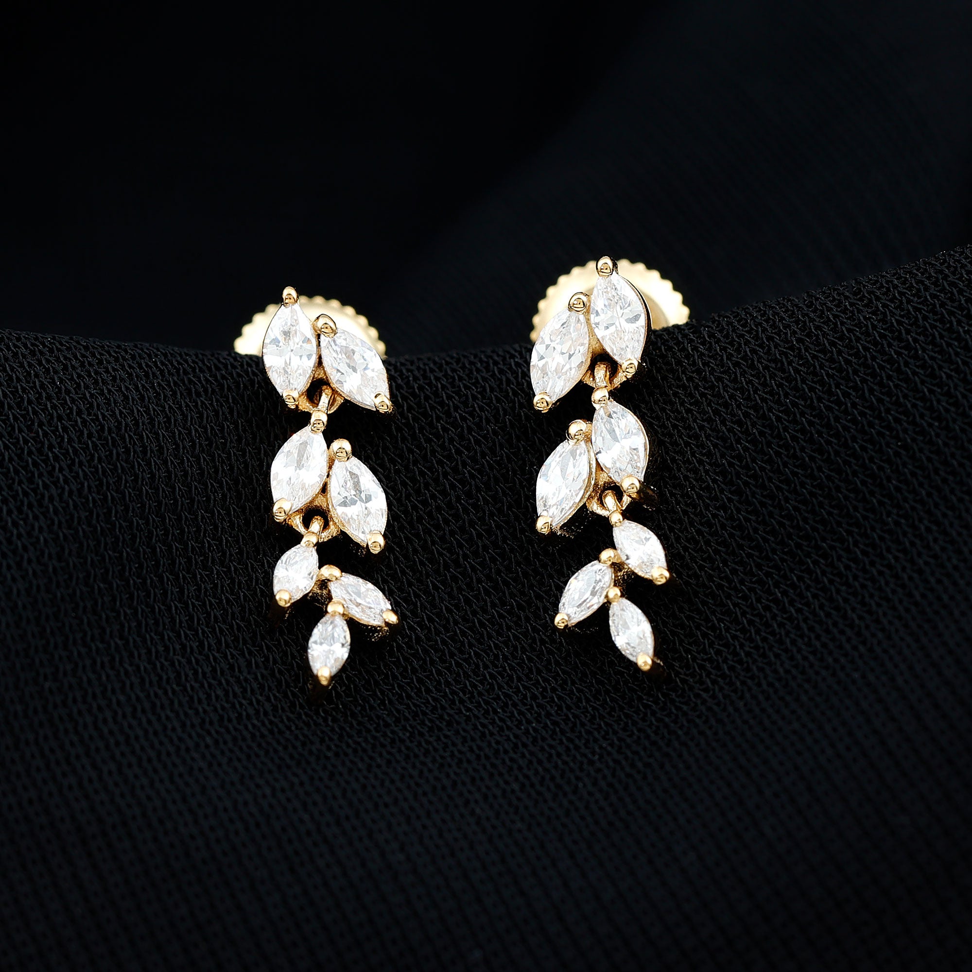 Certified Lab Grown Diamond Dangling Earrings for Women Lab - ( EF-VS ) - Rosec Jewels
