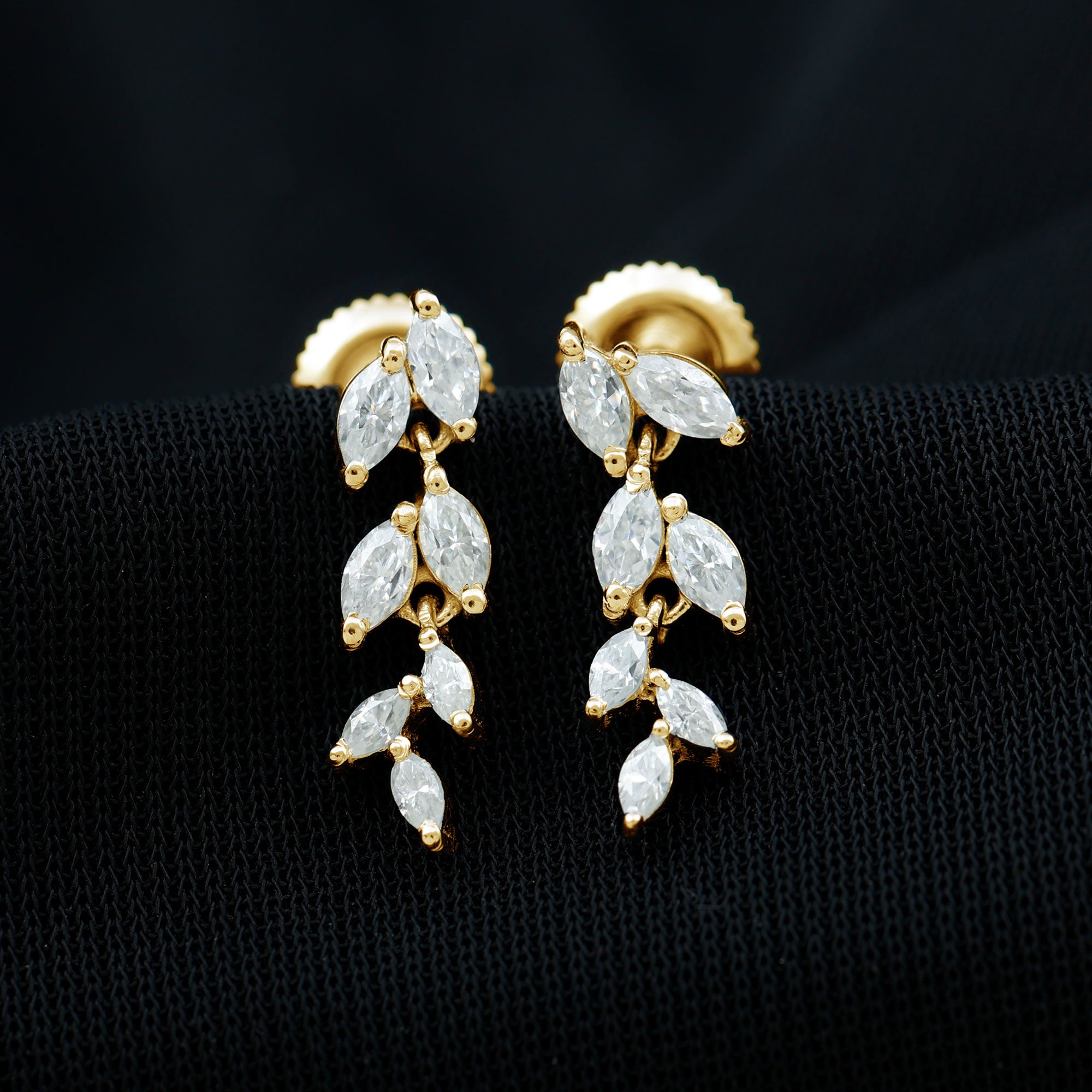 Certified Lab Grown Diamond Dangling Earrings for Women Lab - ( EF-VS ) - Rosec Jewels