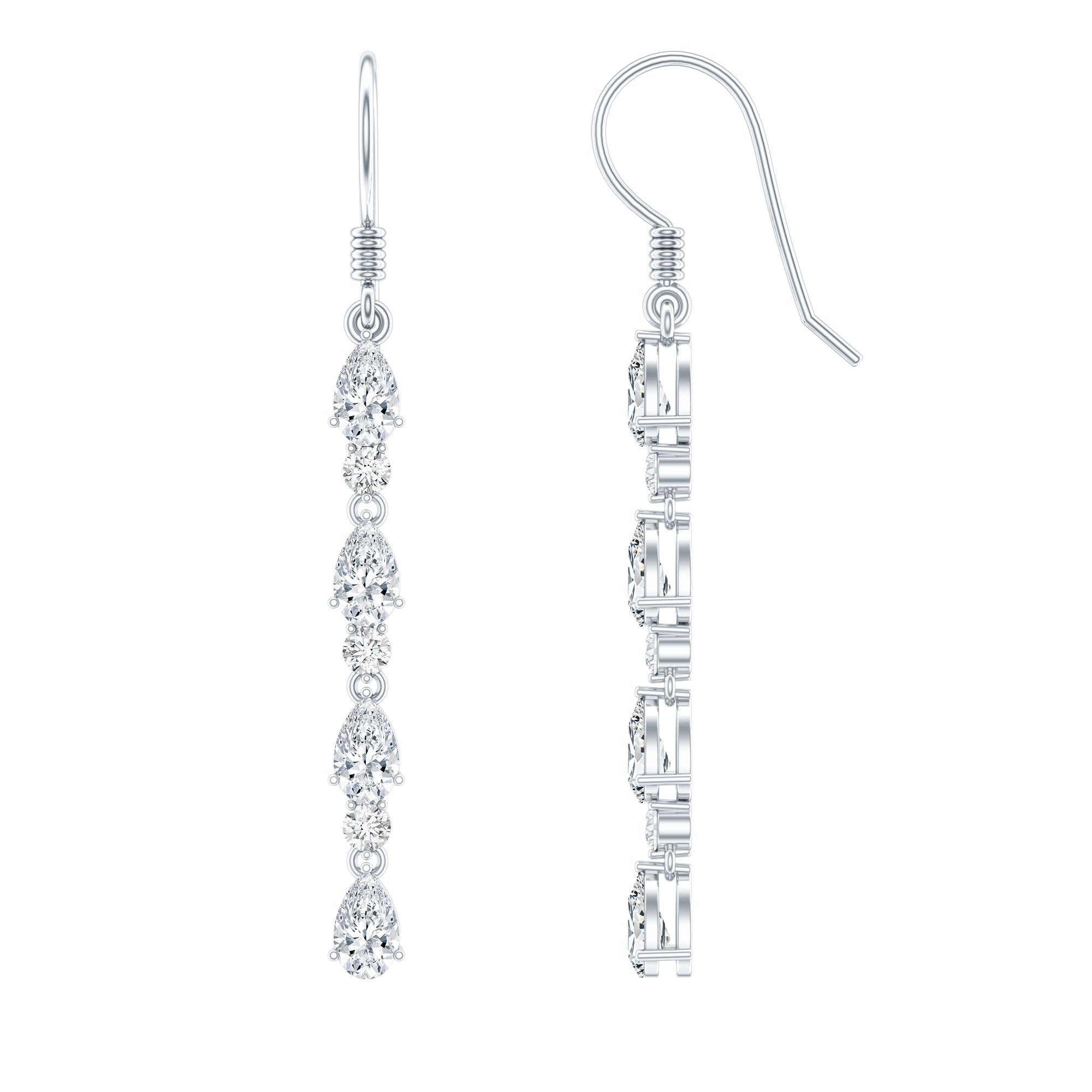 Lab Grown Diamond Long Dangling Earrings Lab - ( EF-VS ) - Rosec Jewels