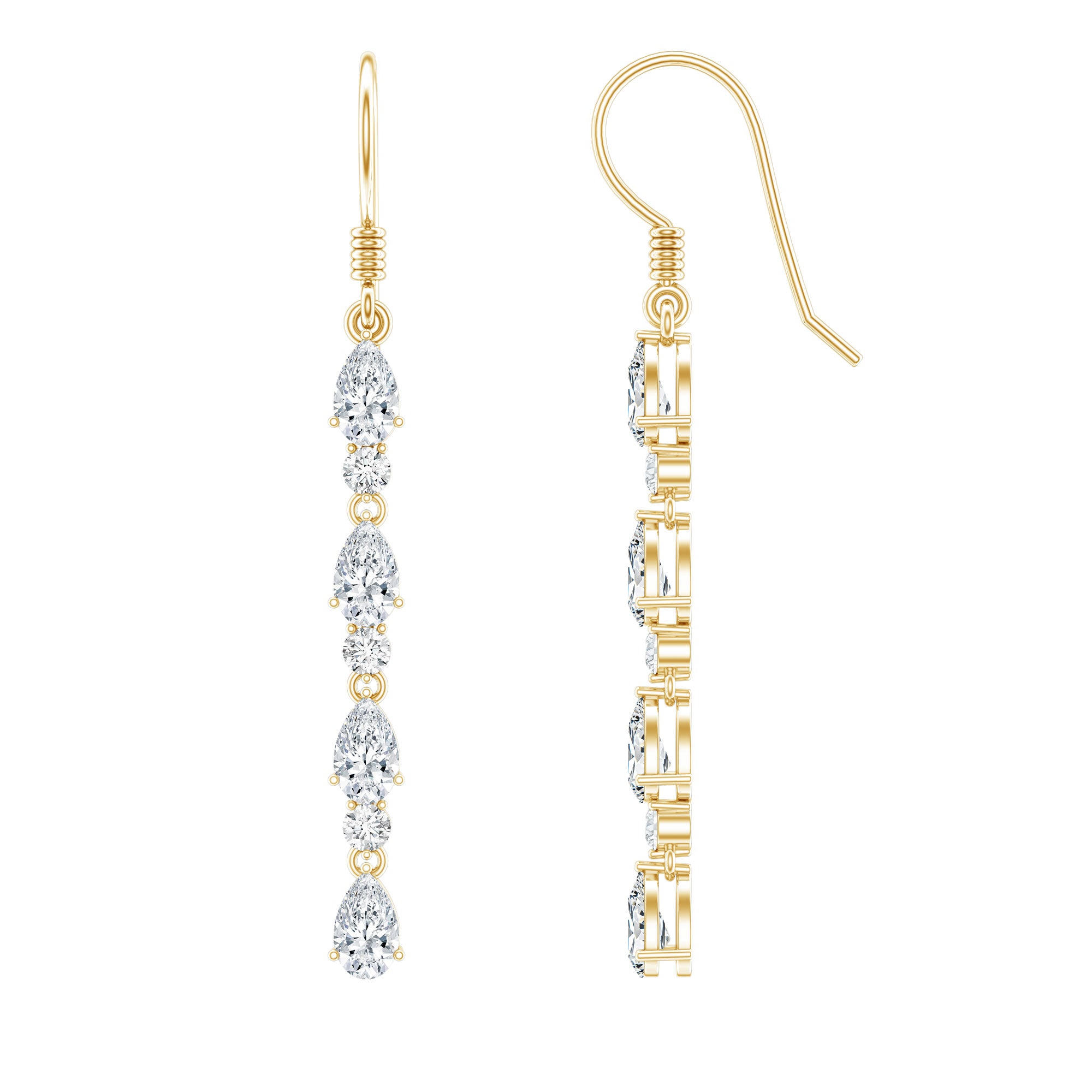 Lab Grown Diamond Long Dangling Earrings Lab - ( EF-VS ) - Rosec Jewels