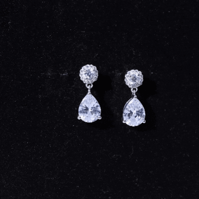Certified Lab Grown Diamond Dangling Bridal Earrings Lab - ( EF-VS ) - Rosec Jewels