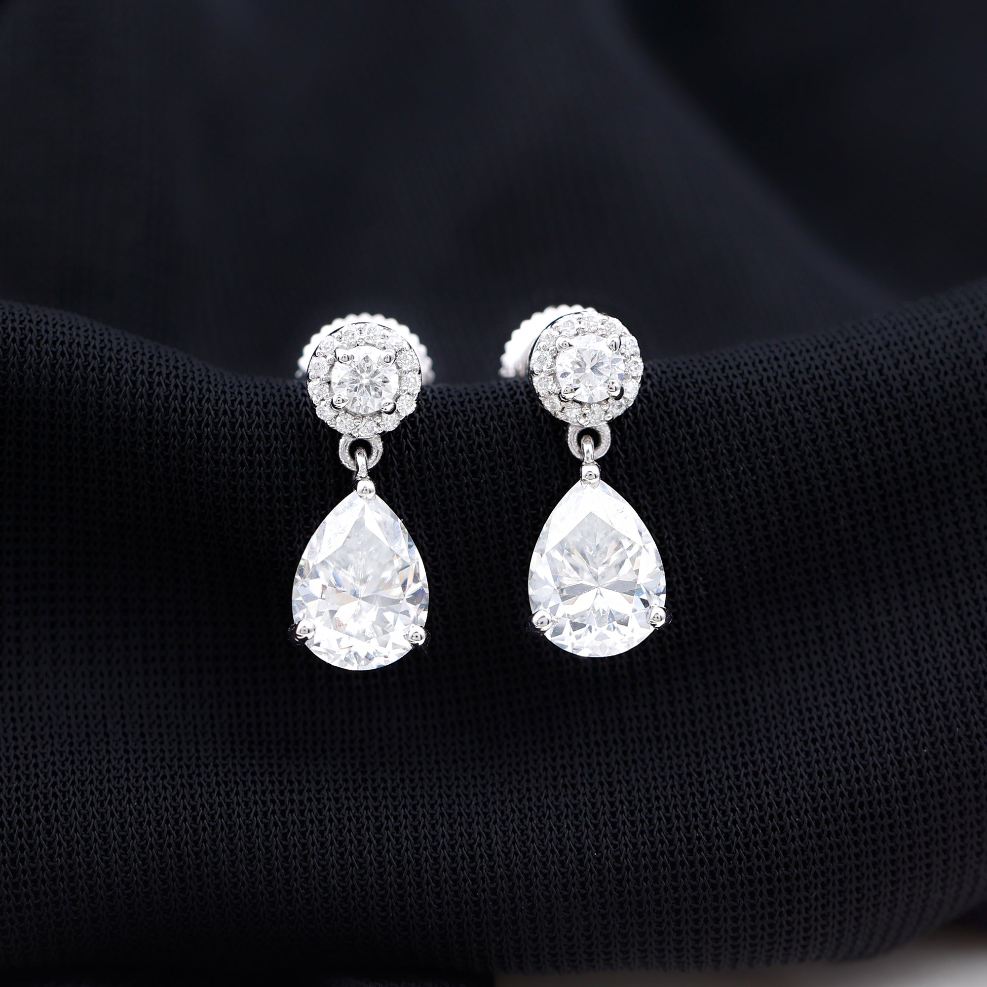 Certified Lab Grown Diamond Dangling Bridal Earrings Lab - ( EF-VS ) - Rosec Jewels