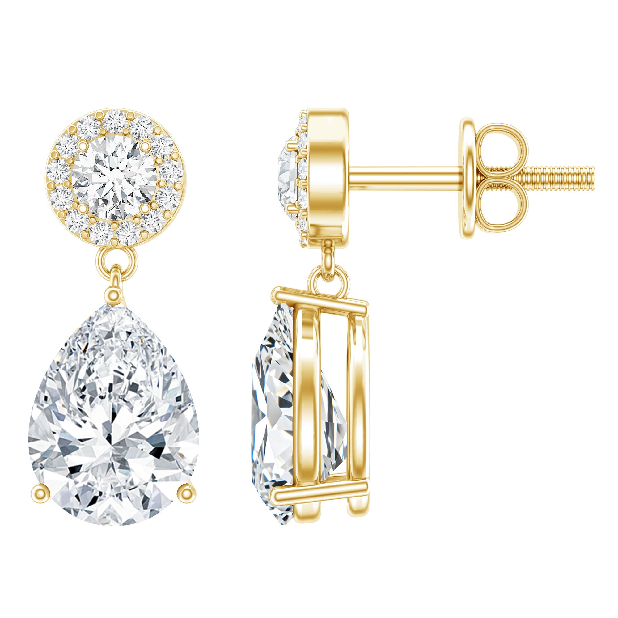 Certified Lab Grown Diamond Dangling Bridal Earrings Lab - ( EF-VS ) - Rosec Jewels