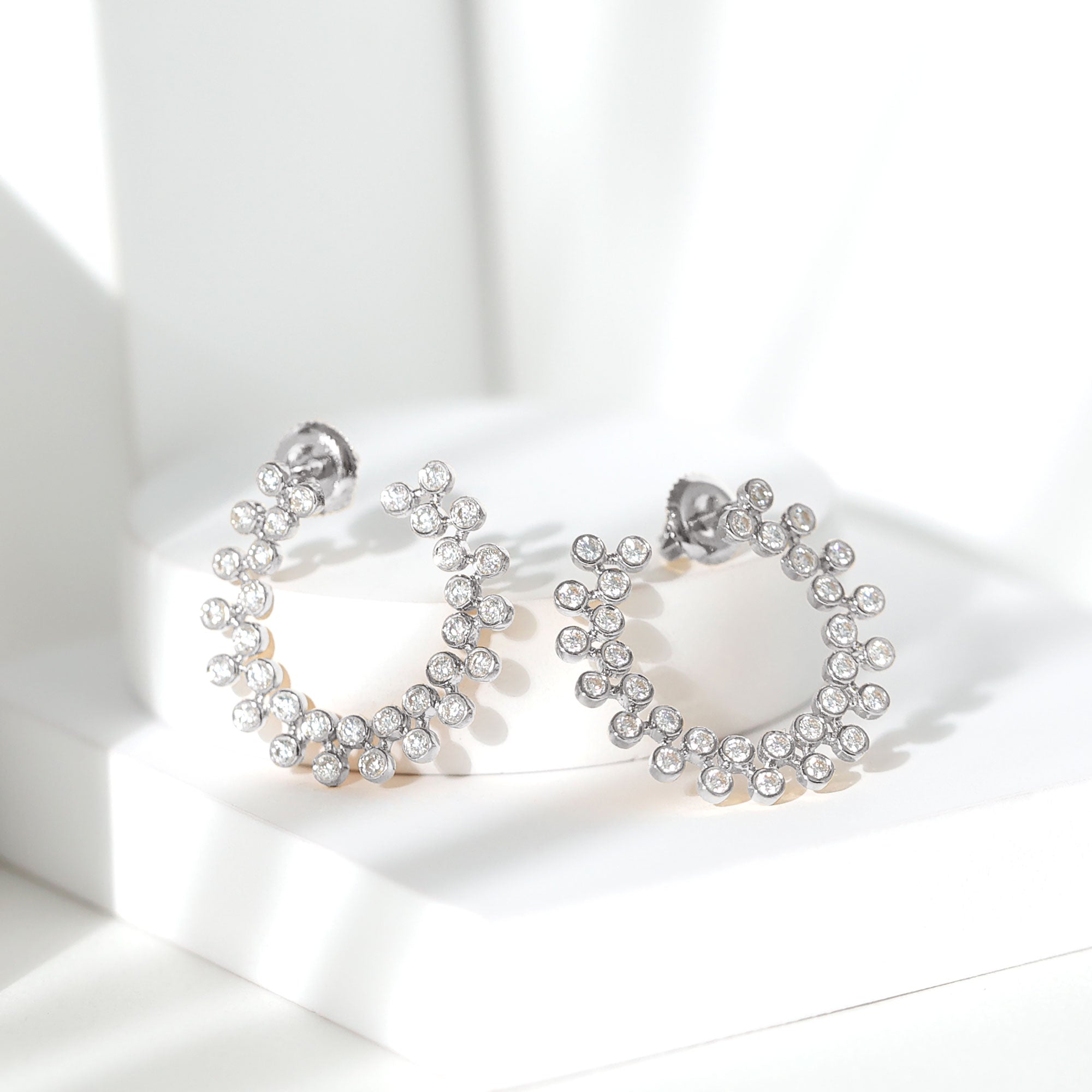 Certified Lab Created Diamond Statement Stud Earrings Lab - ( EF-VS ) - Rosec Jewels