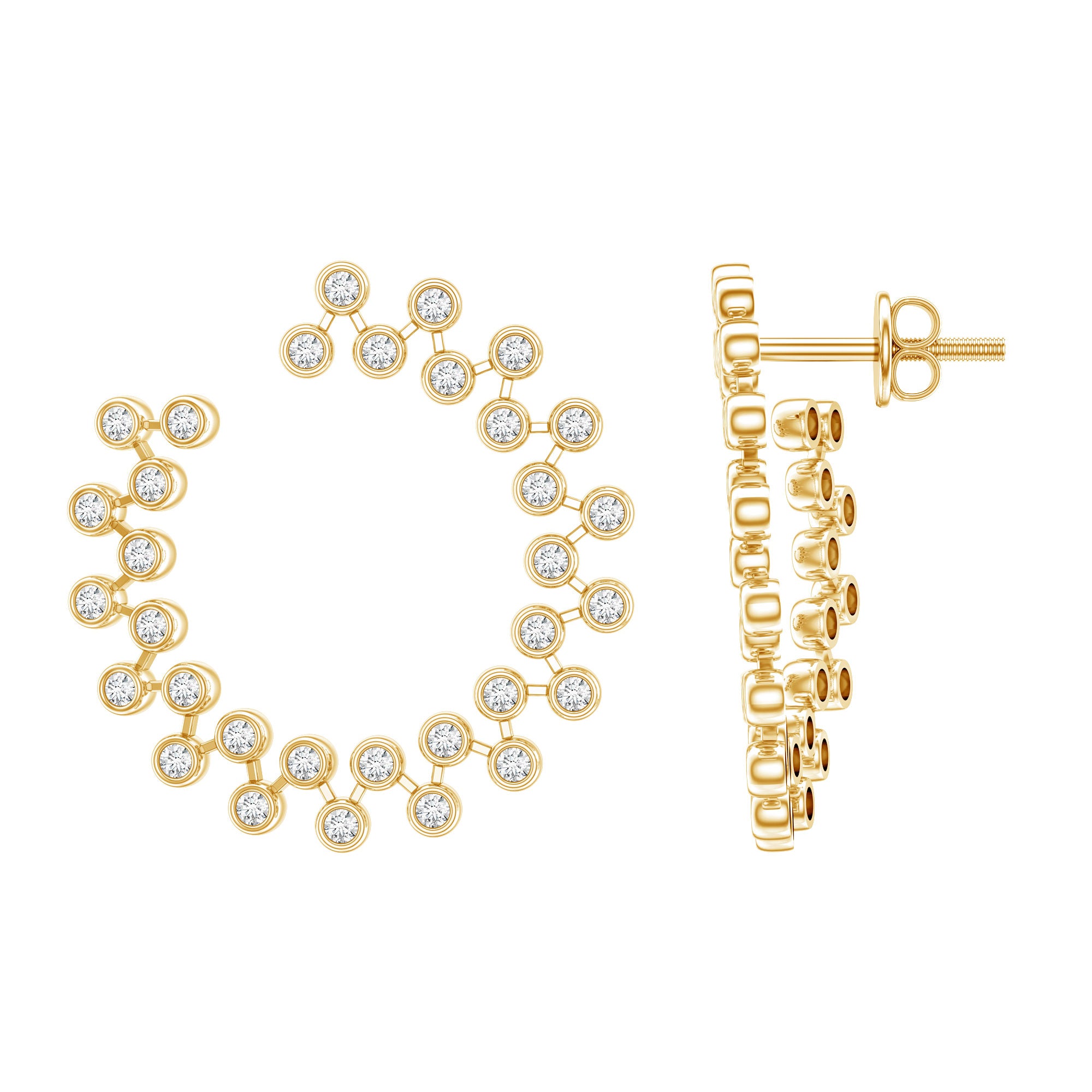 Certified Lab Created Diamond Statement Stud Earrings Lab - ( EF-VS ) - Rosec Jewels