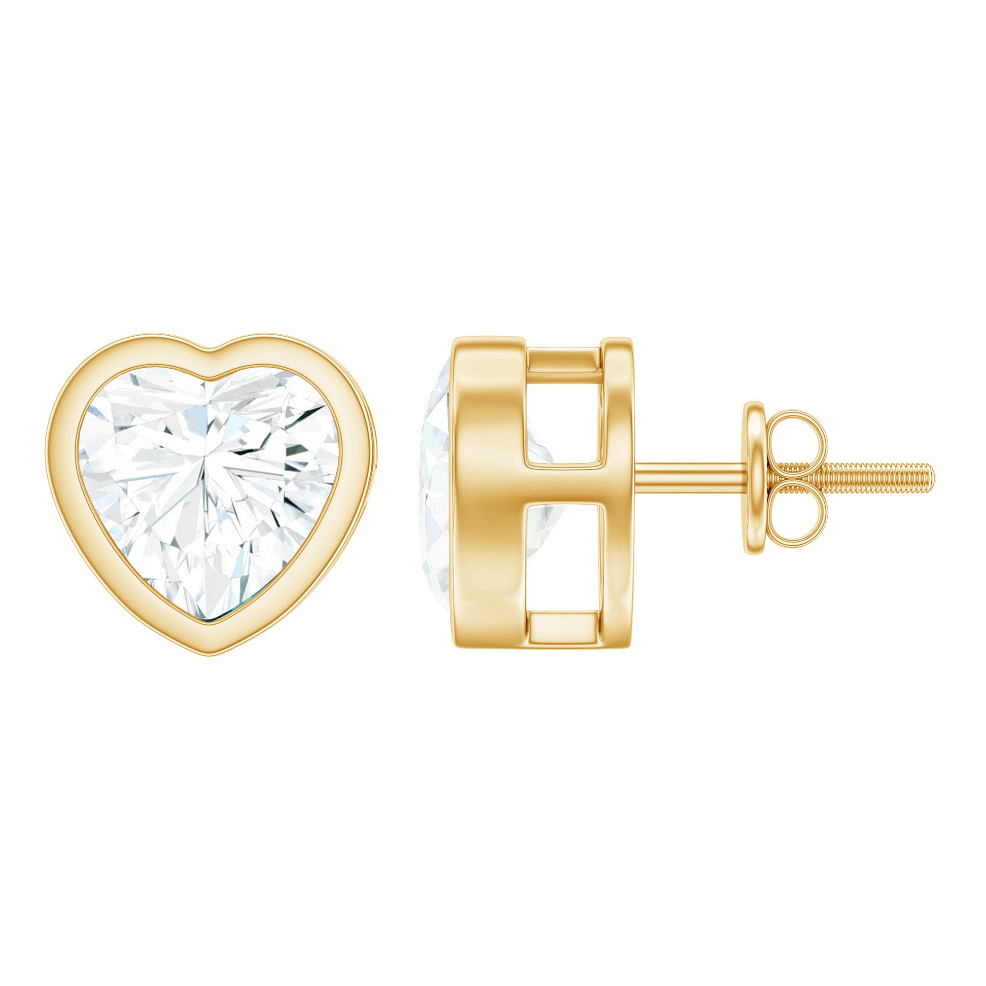 Rosec Jewels-Certified Bezel Set 7mm Lab Grown Diamond Heart Earrings