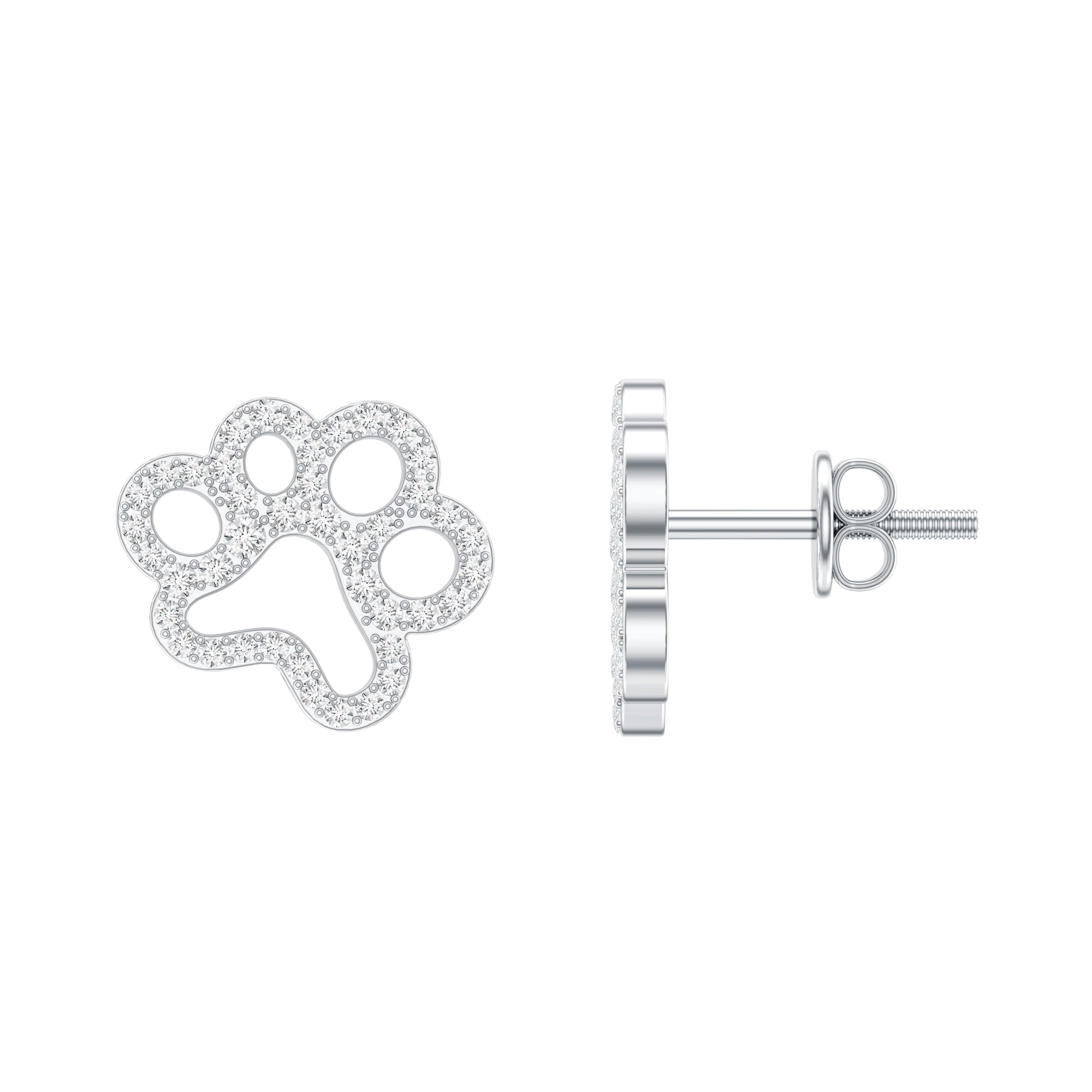 Lab Grown Diamond Paw Print Earrings For Women