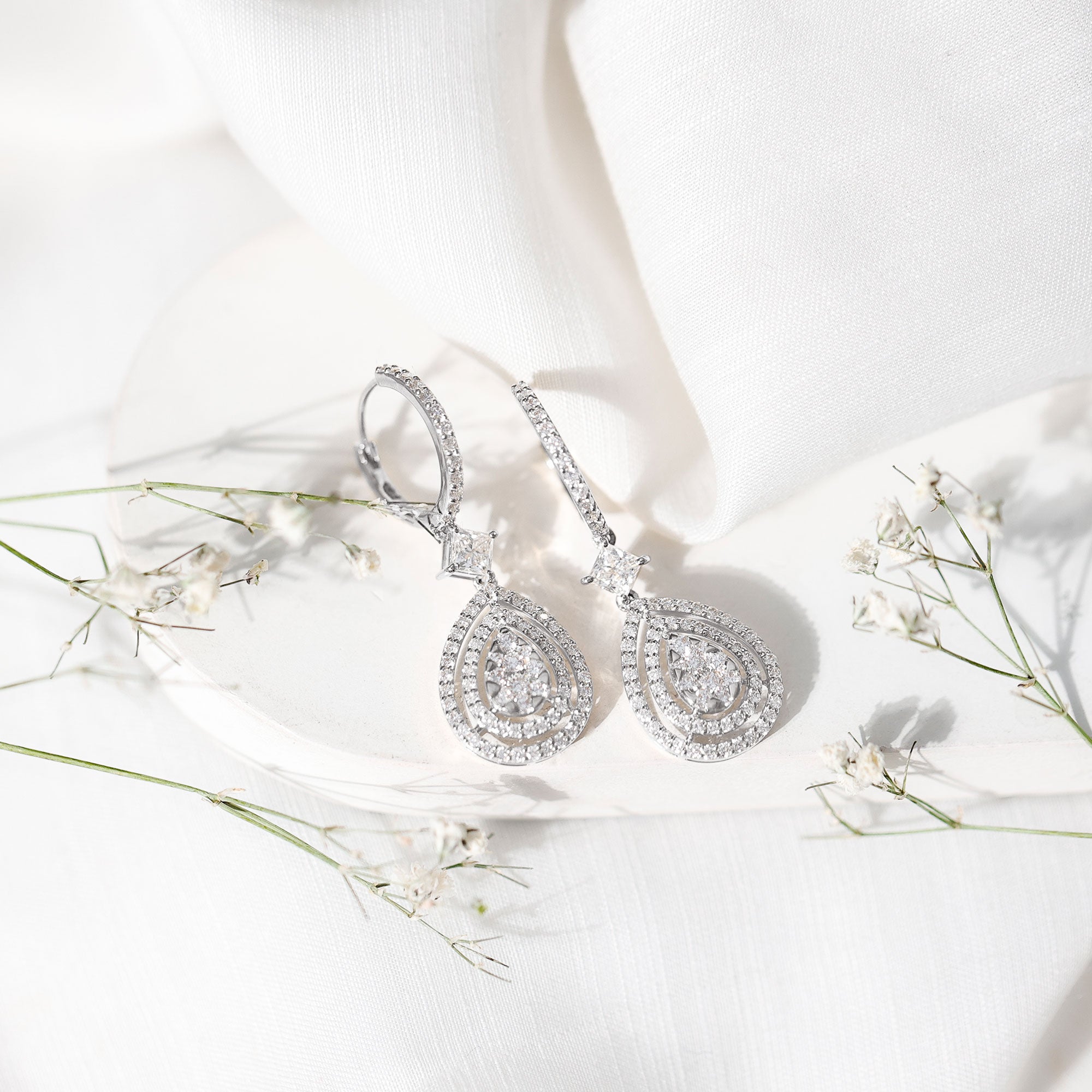 Certified Lab Created Diamond Wedding Earrings For Bride Lab - ( EF-VS ) - Rosec Jewels