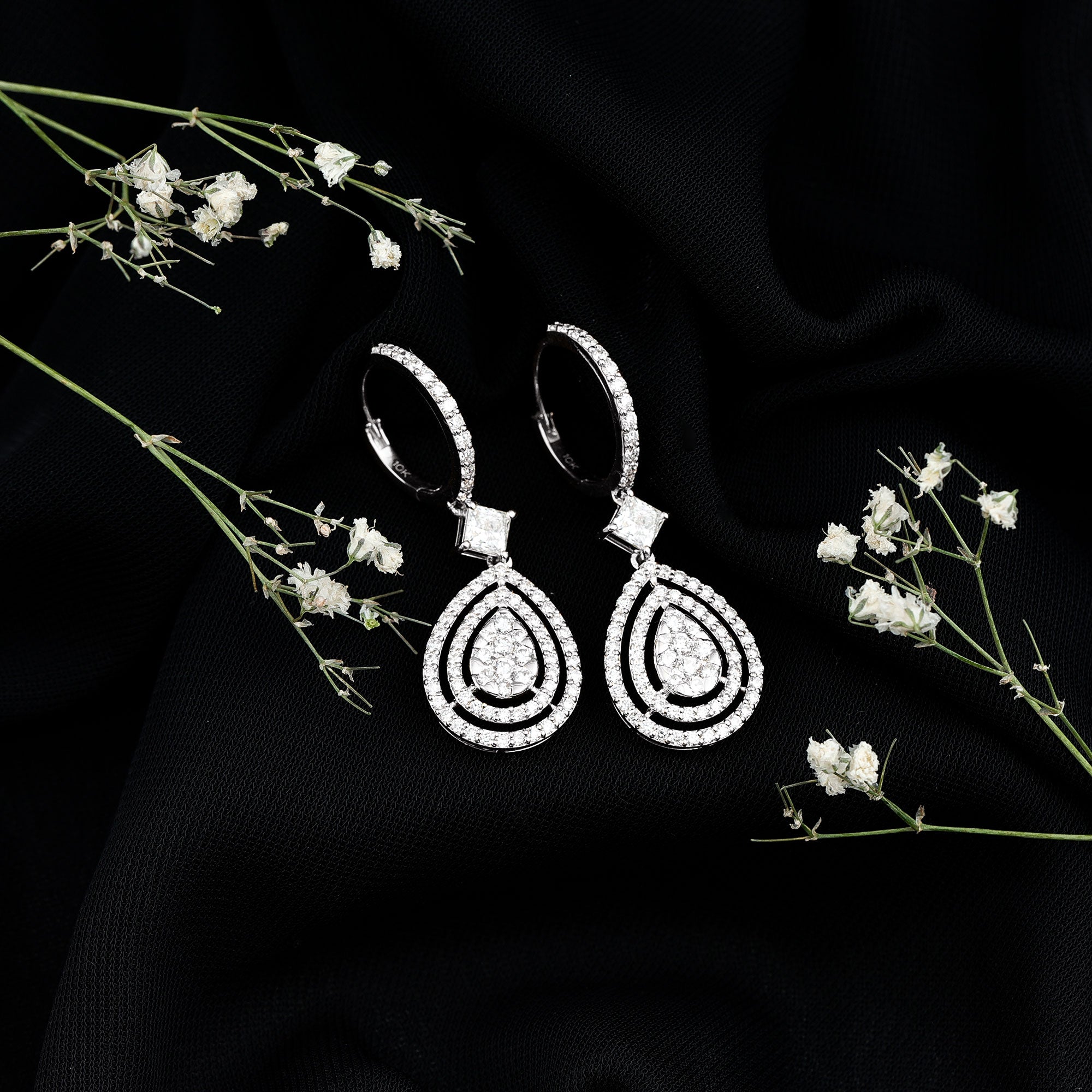 Certified Lab Created Diamond Wedding Earrings For Bride Lab - ( EF-VS ) - Rosec Jewels