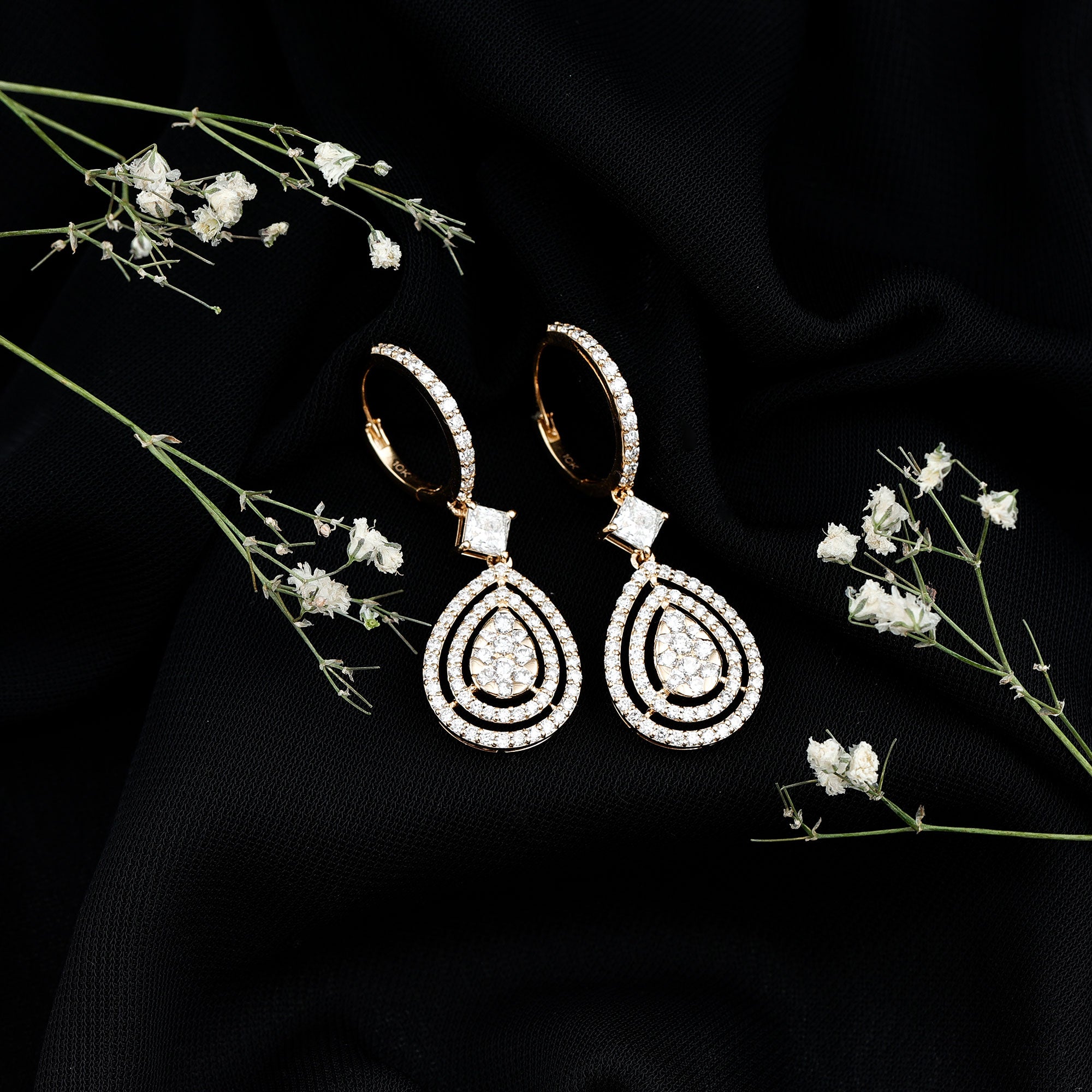 Certified Lab Created Diamond Wedding Earrings For Bride Lab - ( EF-VS ) - Rosec Jewels