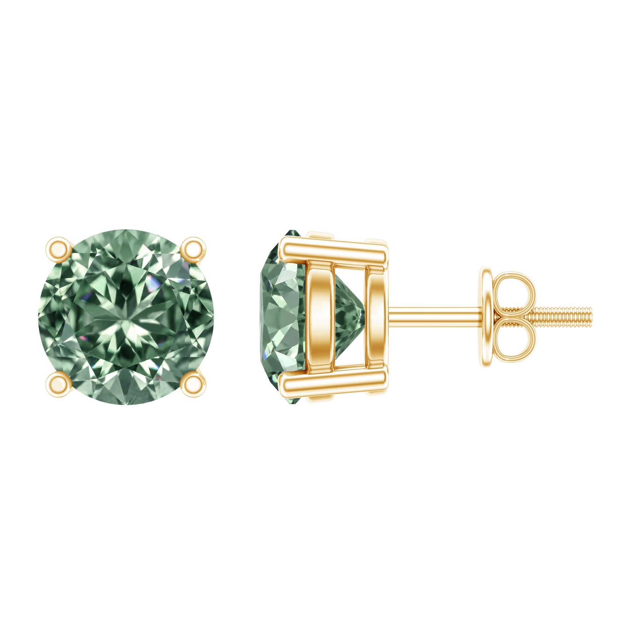 2 Carat Solitaire Lab Grown Green Diamond Stud Earrings with IGI Certificate Vivid Green - VS1 - Rosec Jewels