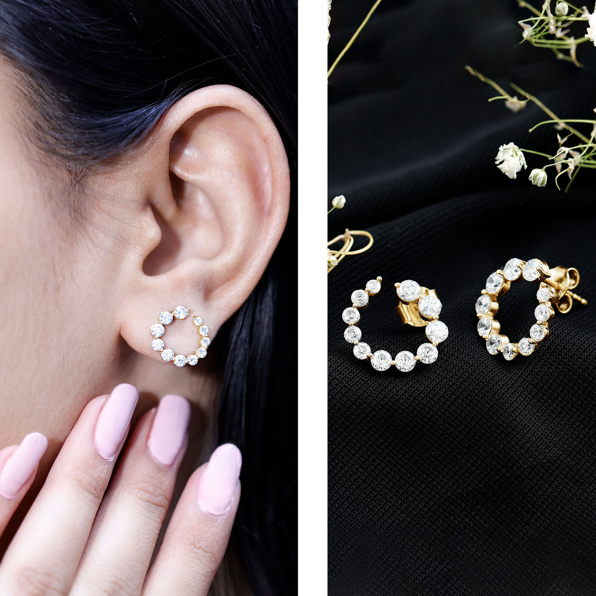 Lab Grown Front Facing Diamond Hoop Earrings for Women Lab - ( EF-VS ) - Rosec Jewels