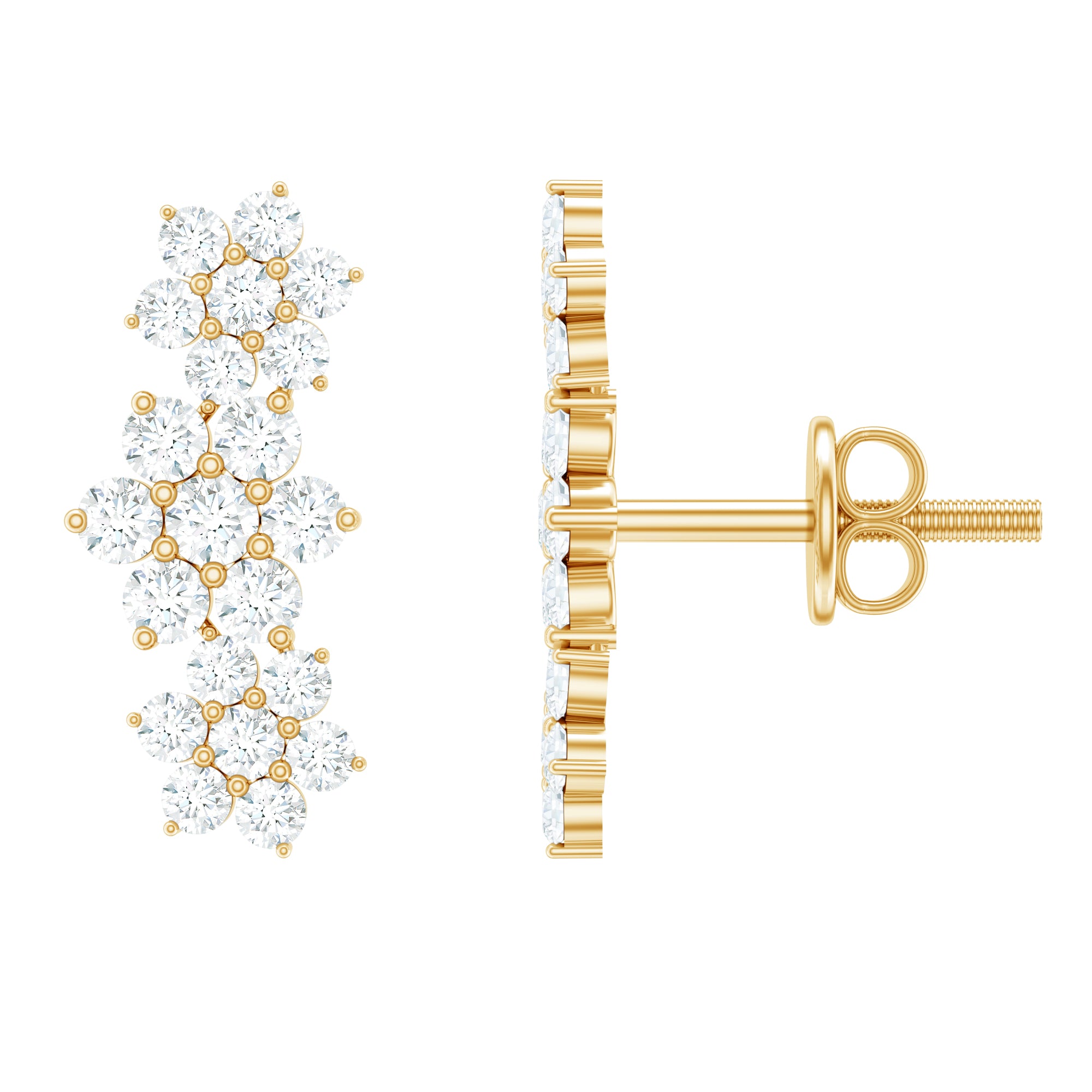 Certified Moissanite Flower Stud Earrings for Women D-VS1 - Rosec Jewels