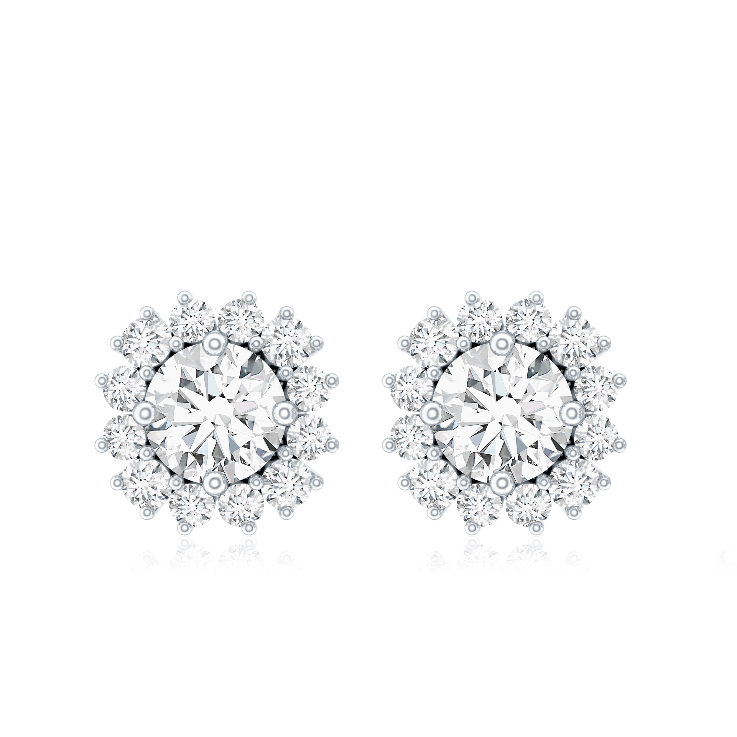 Round 1 Carat Moissanite Halo Stud Earrings for Women D-VS1 - Rosec Jewels