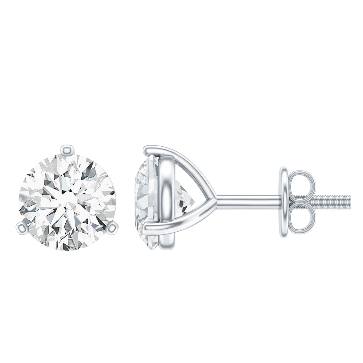 1 Carat Certified Moissanite Martini Stud Earrings D-VS1 - Rosec Jewels