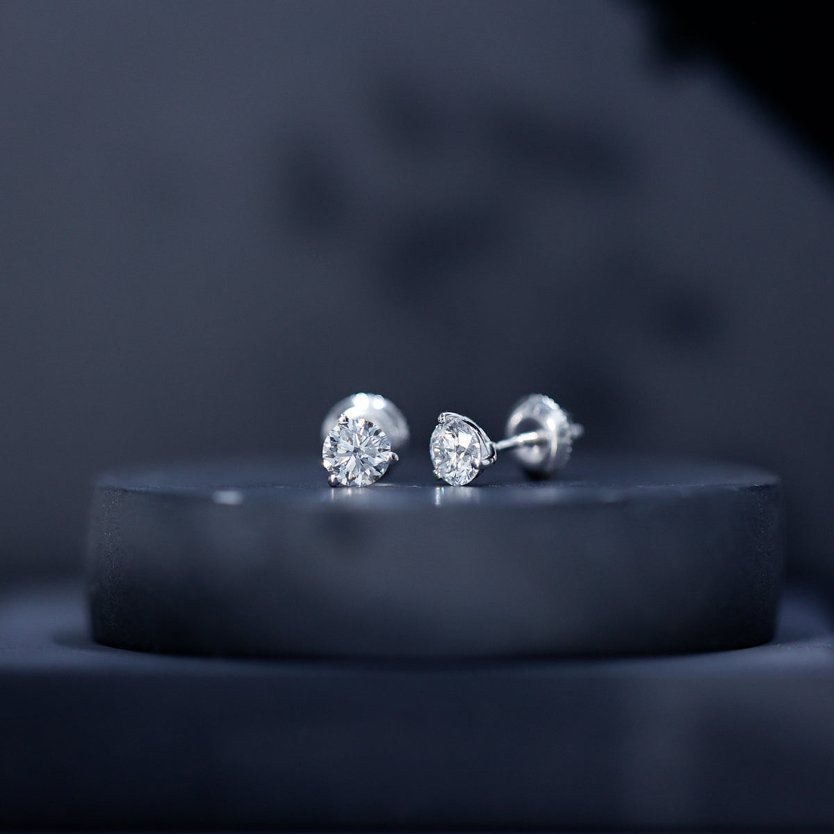 1 Carat Certified Moissanite Martini Stud Earrings D-VS1 - Rosec Jewels