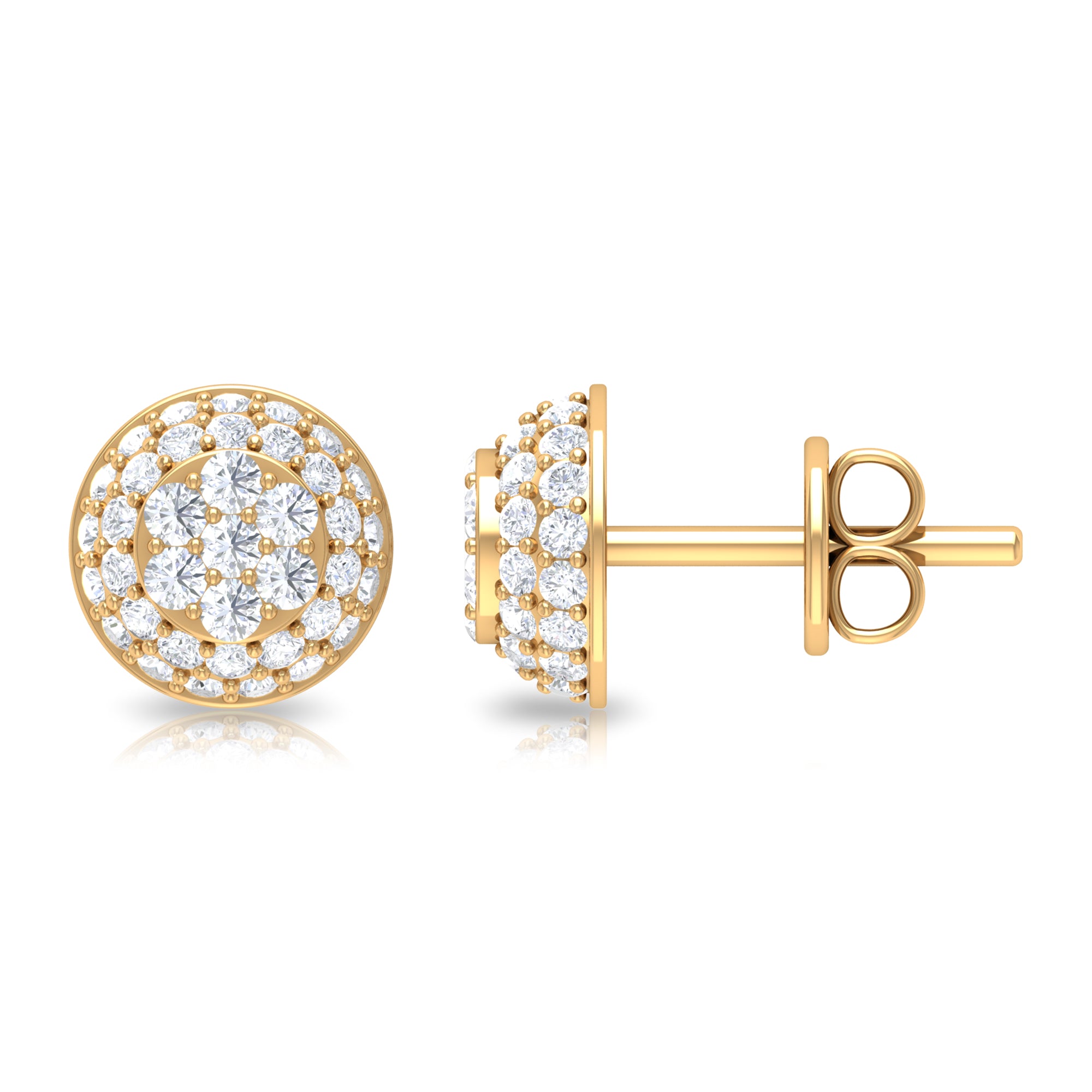 Certified Diamond Bridal Stud Earring with Screw Back Natural - ( HI-SI ) - Rosec Jewels