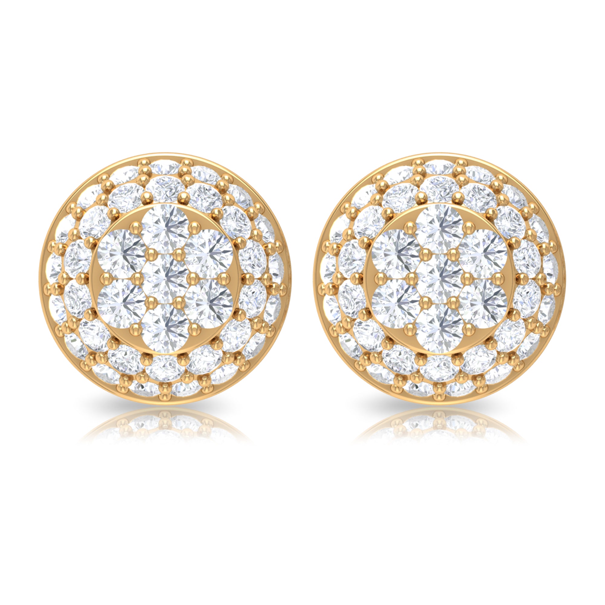 Certified Diamond Bridal Stud Earring with Screw Back Natural - ( HI-SI ) - Rosec Jewels